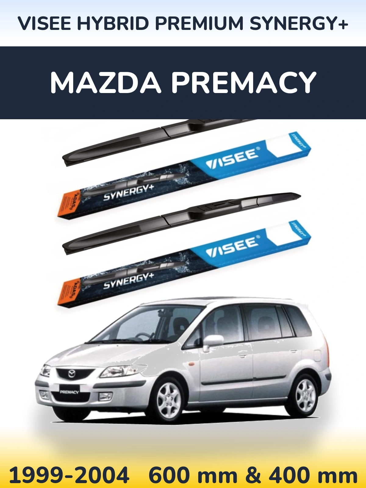 Front wiper blade set VISEE HYBRID PREMIUM SYNERGY+ 600 & 400 мм for Mazda Premacy 1999-2004