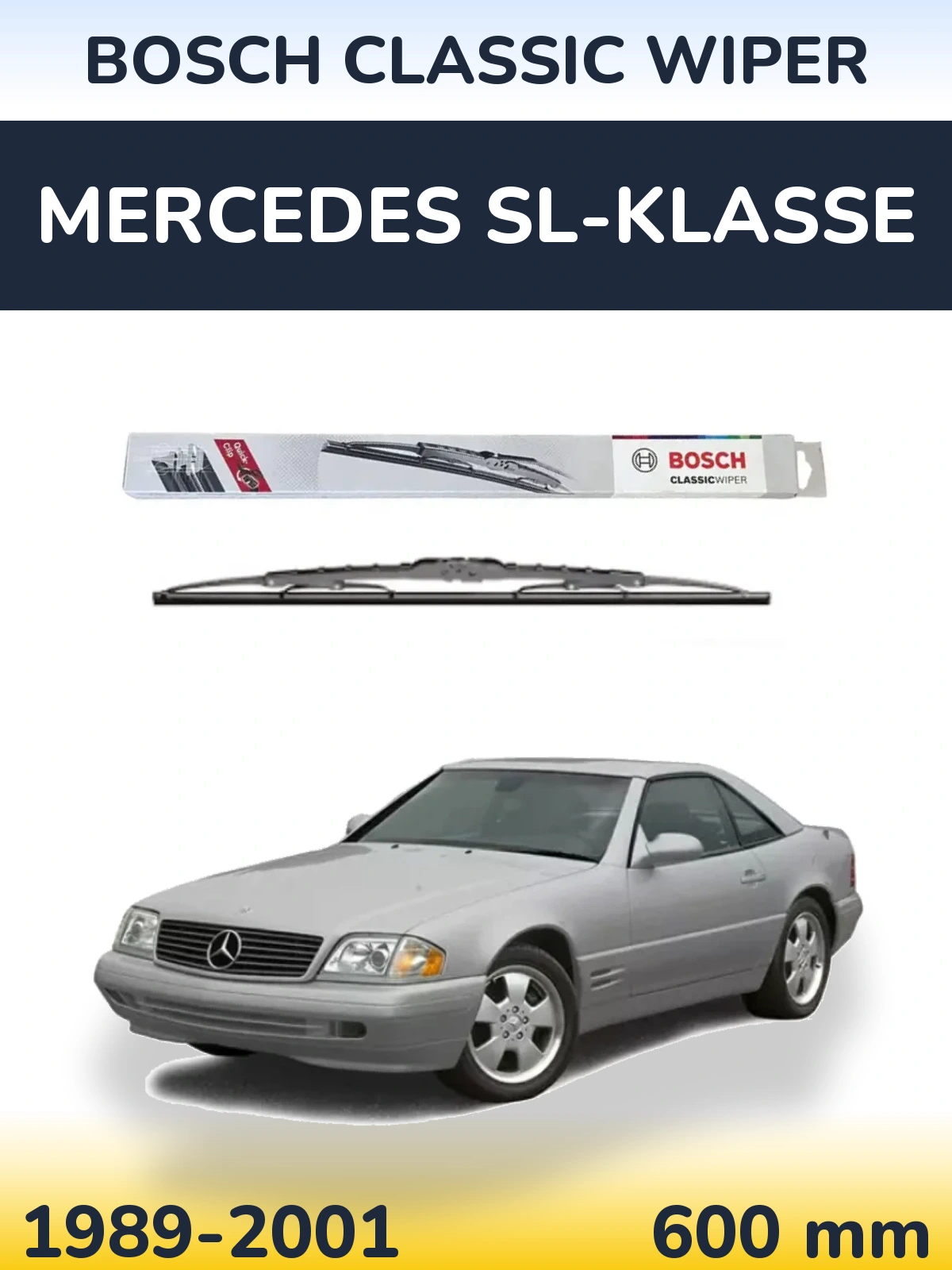 Передня щітка BOSCH Classic Wiper 600 мм для Mercedes SL-Klasse 1989-2001