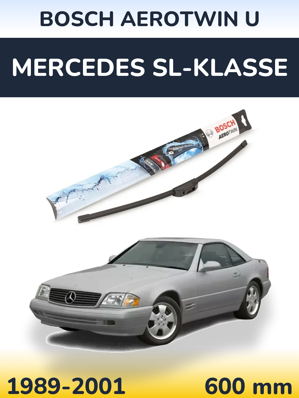 Передний дворник BOSCH AeroTwin U 600 мм для Mercedes SL-Klasse 1989-2001