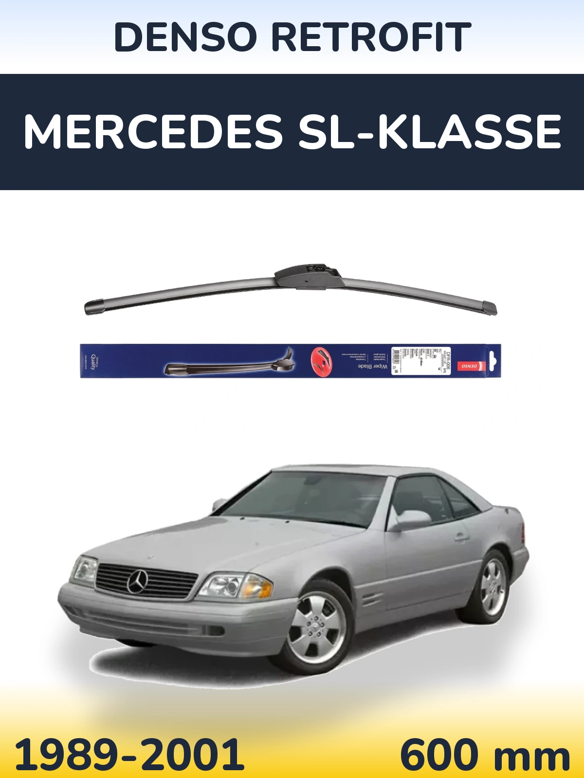 Front wiper blade Denso Retrofit 600 mm for Mercedes SL-Klasse 1989-2001