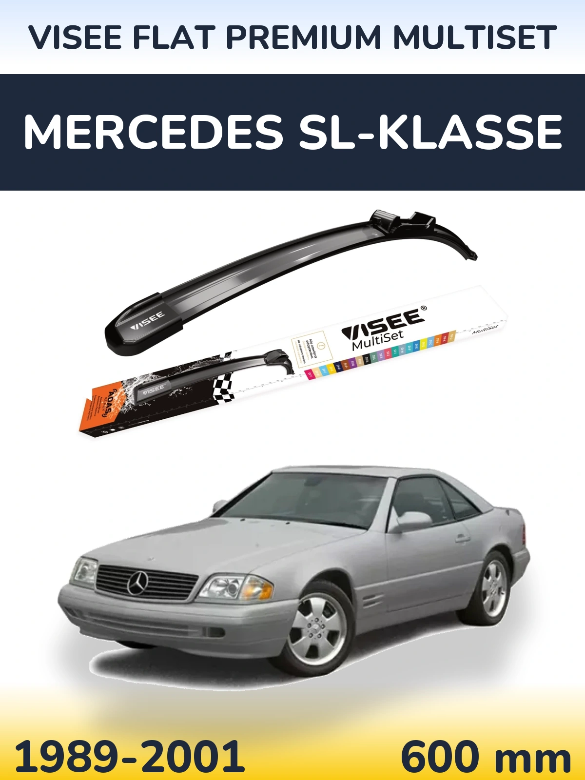 Передний дворник VISEE FLAT PREMIUM MultiSet 600 мм для Mercedes SL-Klasse 1989-2001