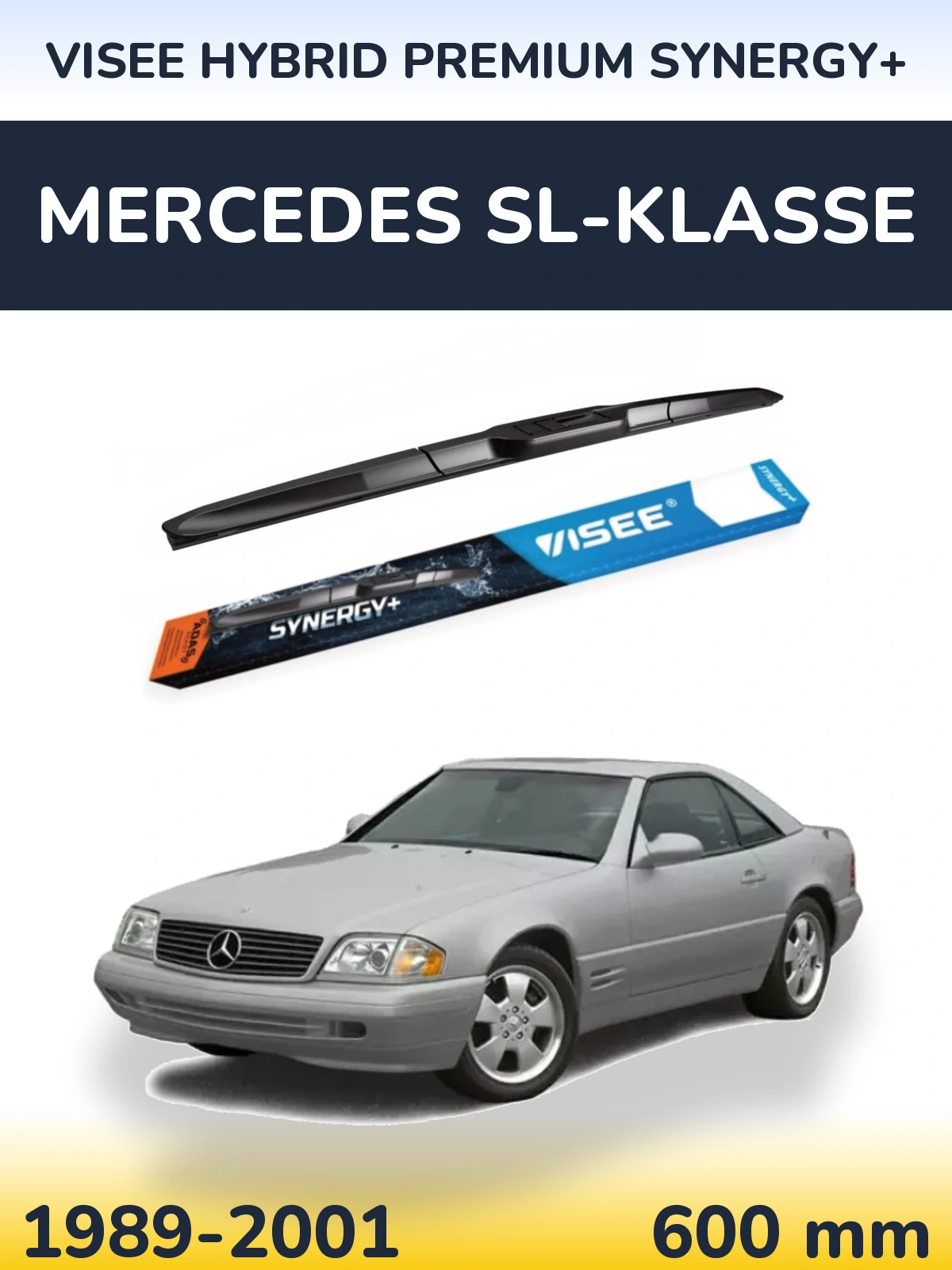 Передний дворник VISEE HYBRID PREMIUM SYNERGY+ 600 мм для Mercedes SL-Klasse 1989-2001