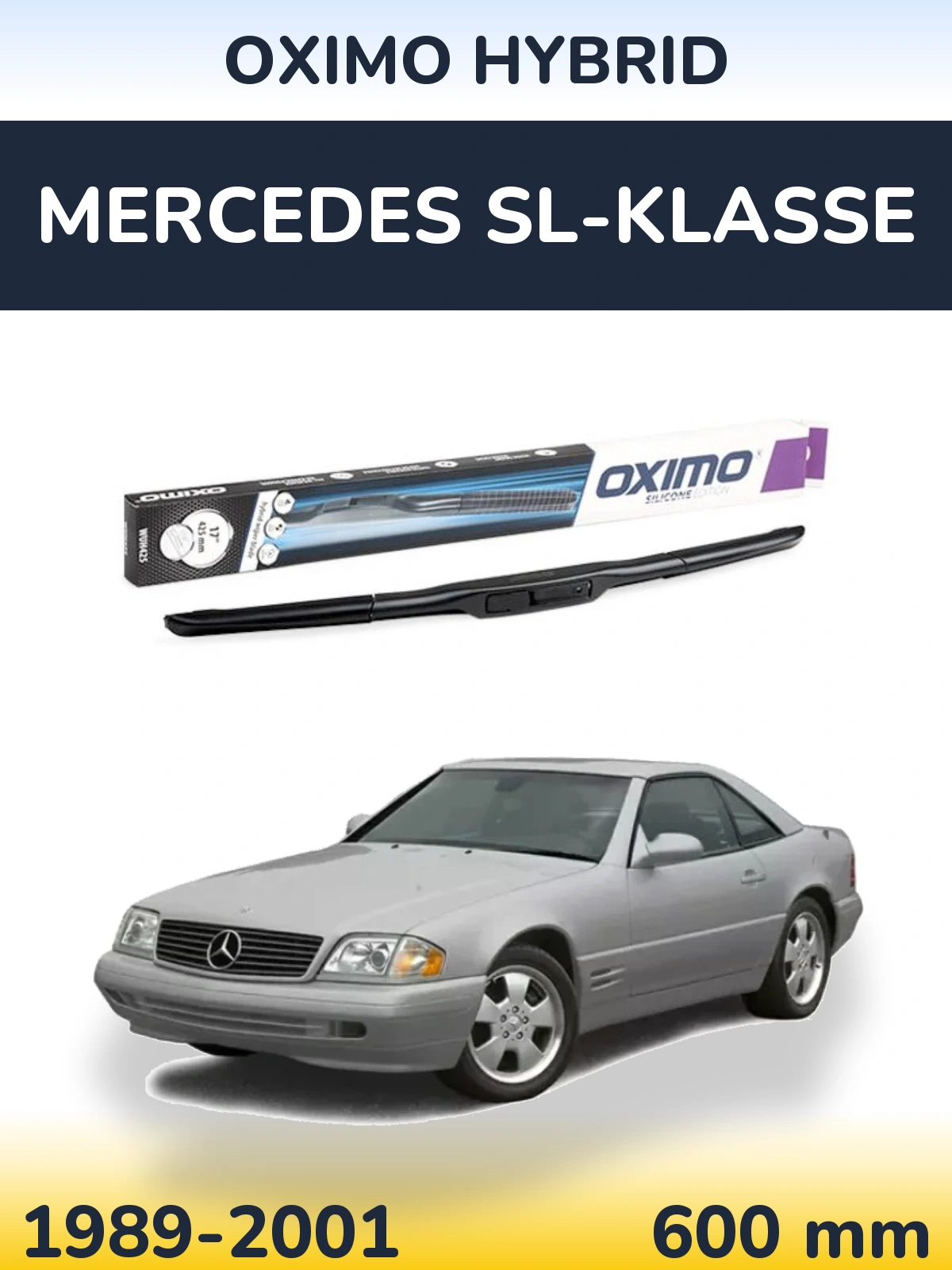 Передний дворник Oximo Hybrid 600 мм для Mercedes SL-Klasse 1989-2001