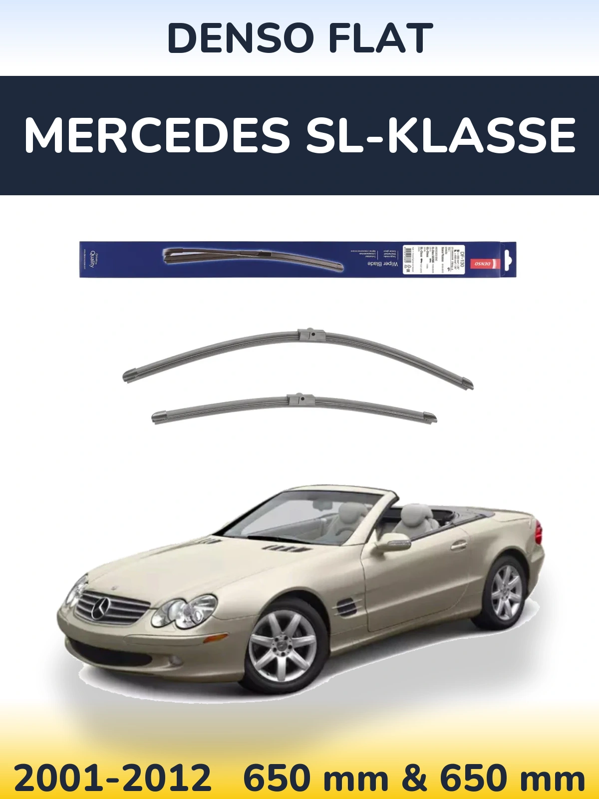 Комплект передніх щіток Denso Flat 650 & 650 мм для Mercedes SL-Klasse 2001-2012