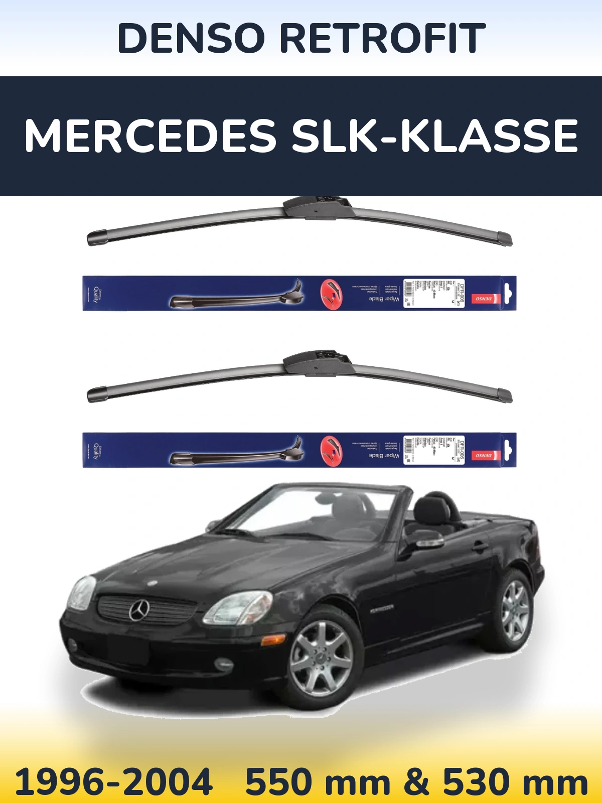 Комплект передніх щіток Denso Retrofit 550 & 530 мм для Mercedes SLK-Klasse 1996-2004
