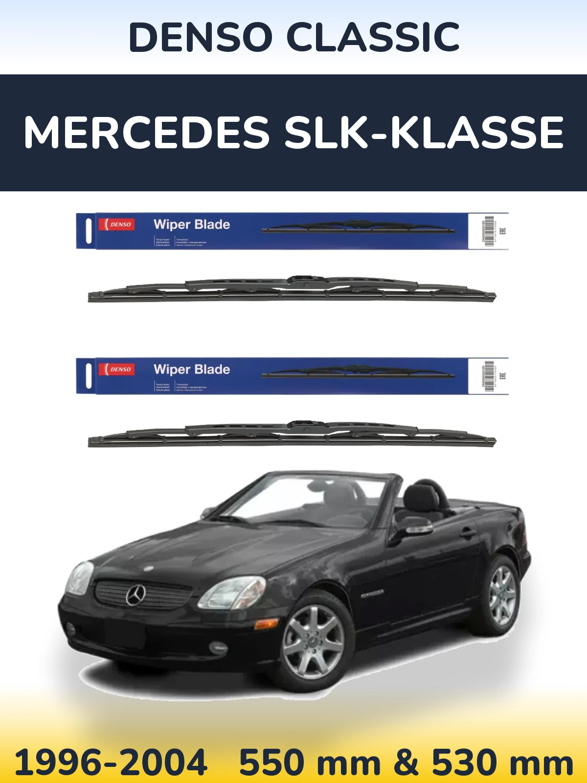 Front wiper blade set Denso Classic 550 & 530 мм for Mercedes SLK-Klasse 1996-2004