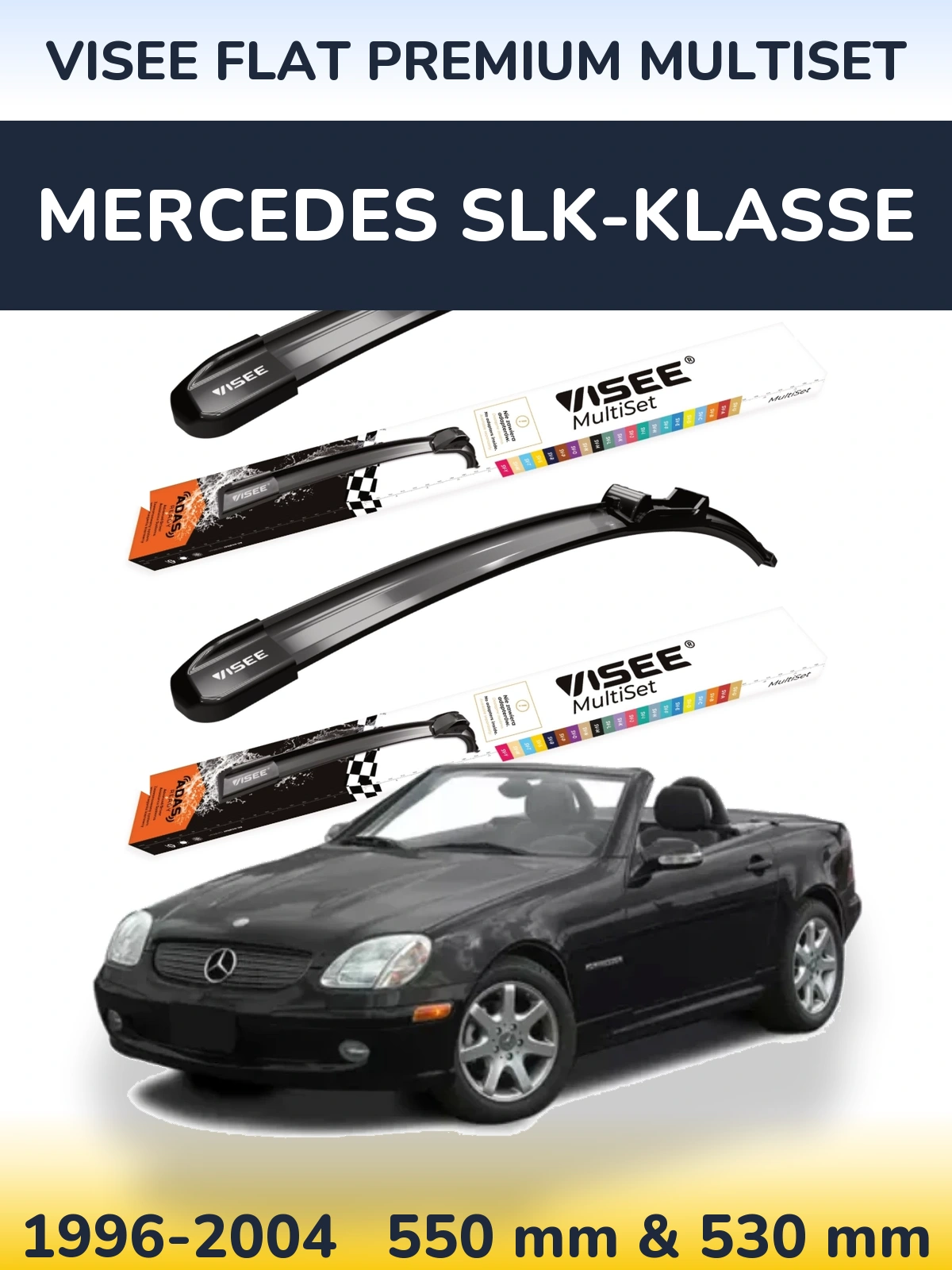 Front wiper blade set VISEE FLAT PREMIUM MultiSet 550 & 530 мм for Mercedes SLK-Klasse 1996-2004