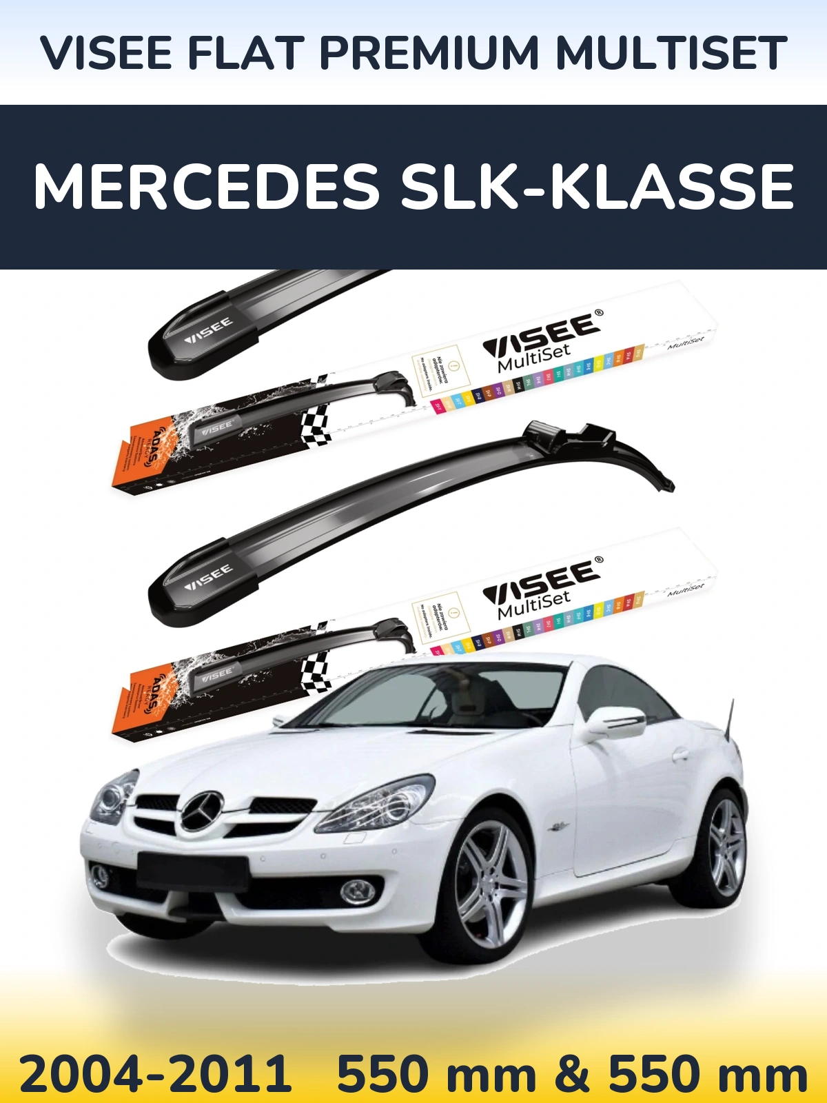 Komplet przednich wycieraczek VISEE FLAT PREMIUM MultiSet 550 & 550 mm do Mercedes SLK-Klasse 2004-2011