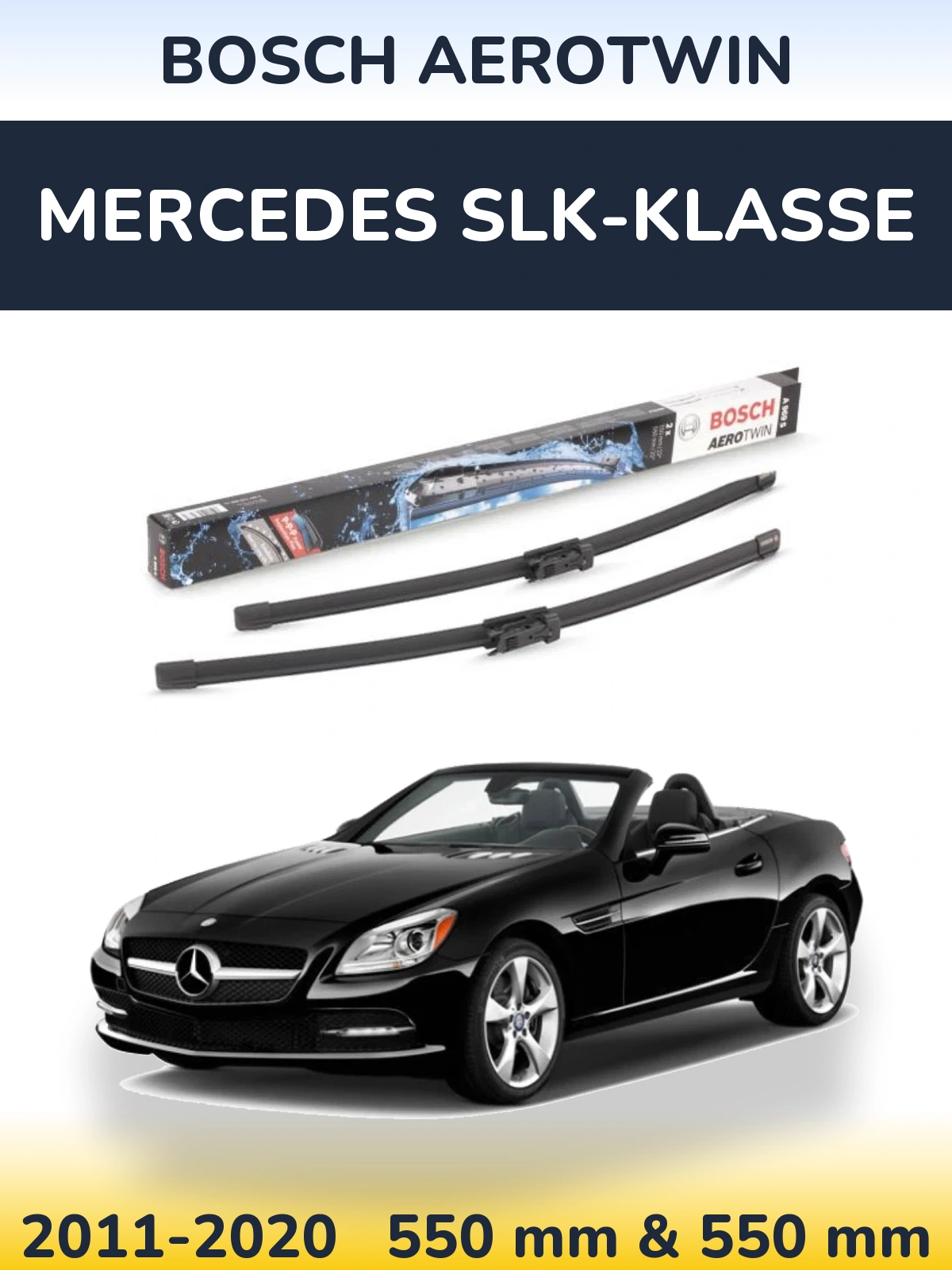 Комплект передніх щіток BOSCH AeroTwin 550 & 550 мм для Mercedes SLK-Klasse 2011-2020