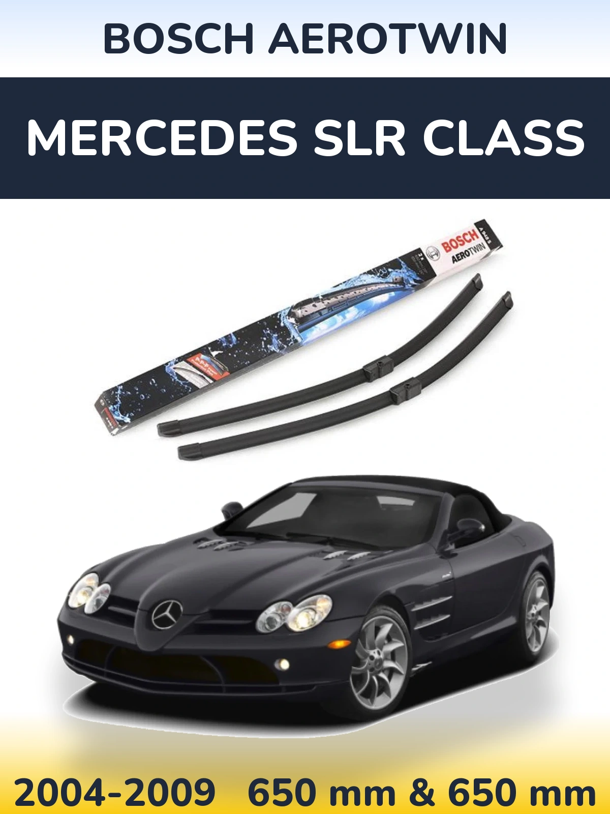 Комплект передних дворников BOSCH AeroTwin 650 & 650 мм для Mercedes SLR Class 2004-2009