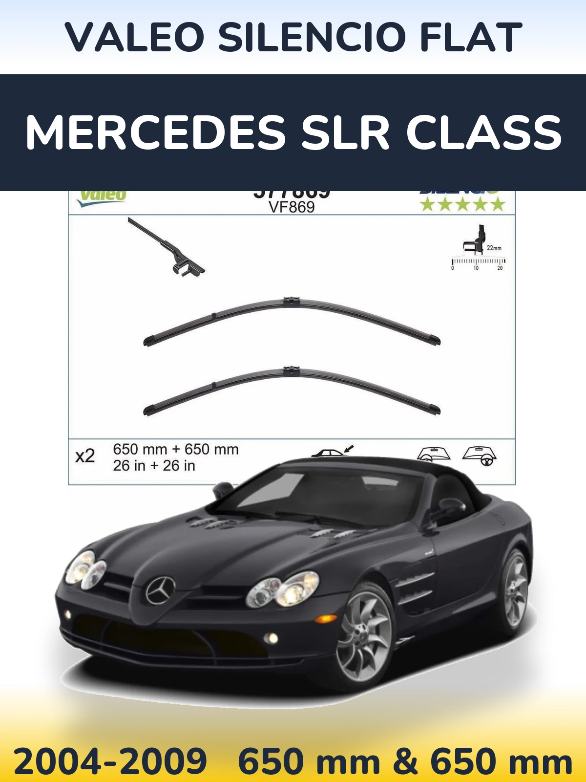 Комплект передних дворников Valeo Silencio Flat 680 & 680 мм для Mercedes SLR Class 2004-2009