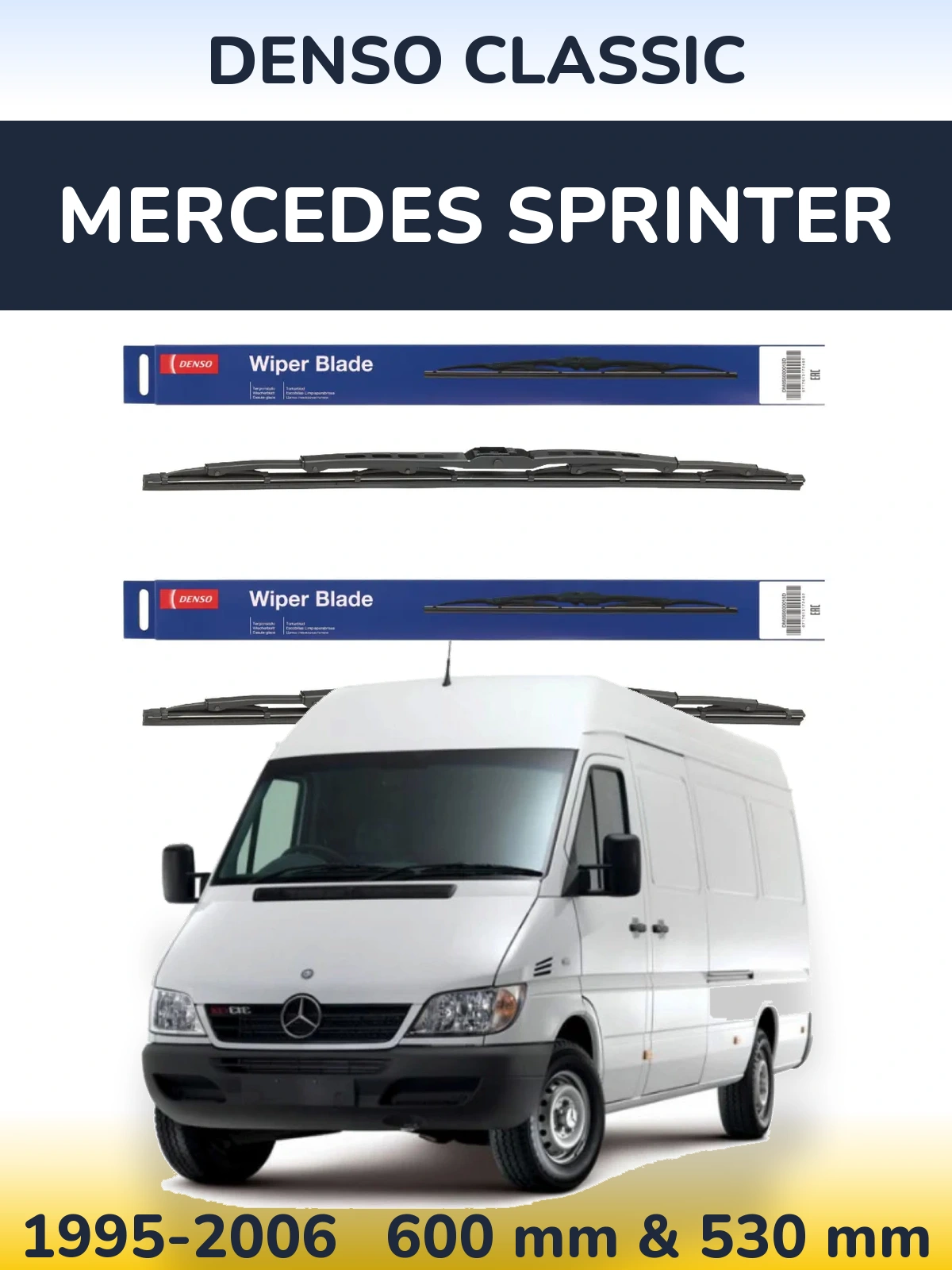 Front wiper blade set Denso Classic 600 & 530 мм for Mercedes Sprinter 1995-2006