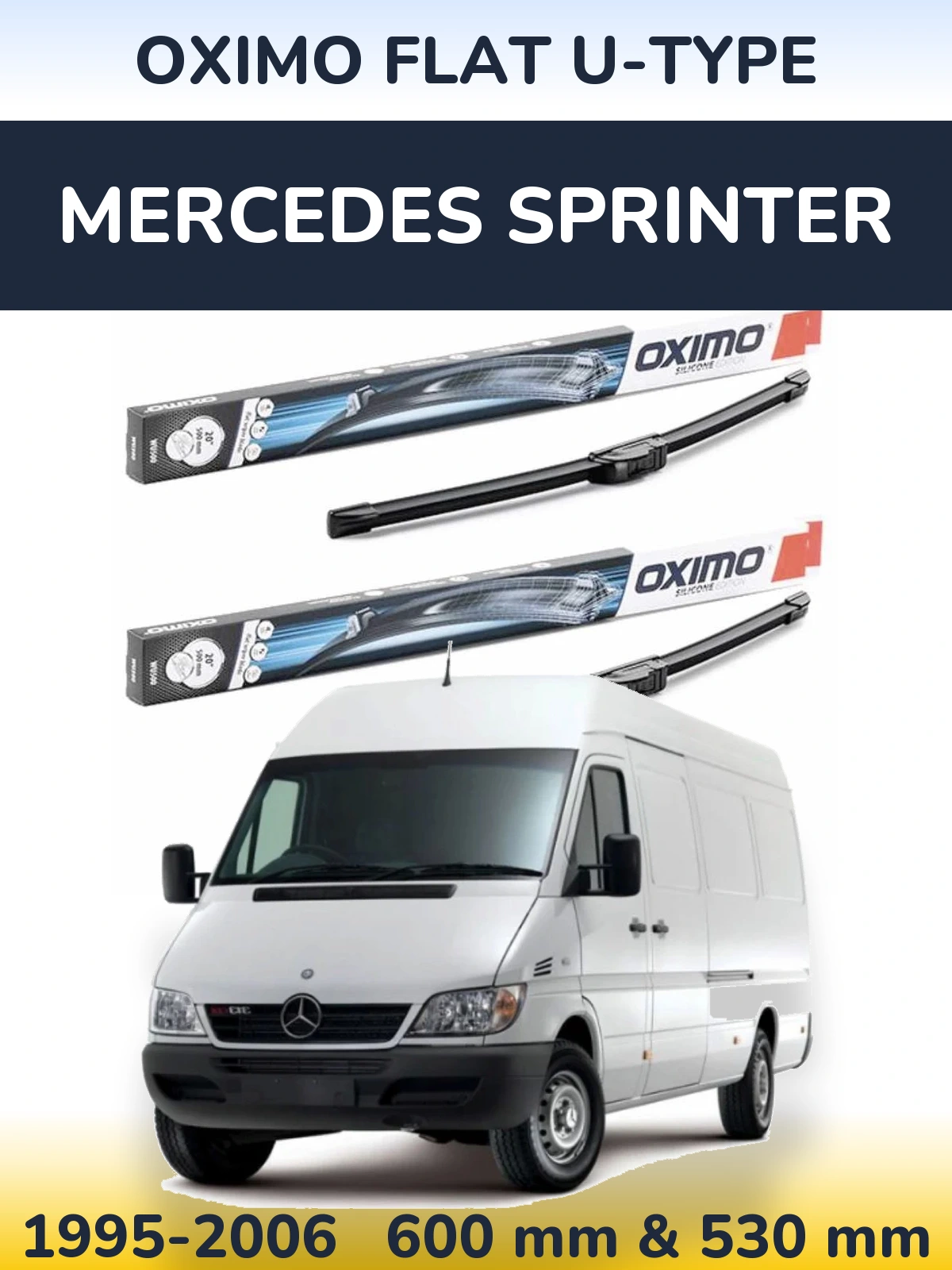 Комплект передних дворников Oximo Flat U-type 600 & 530 мм для Mercedes Sprinter 1995-2006