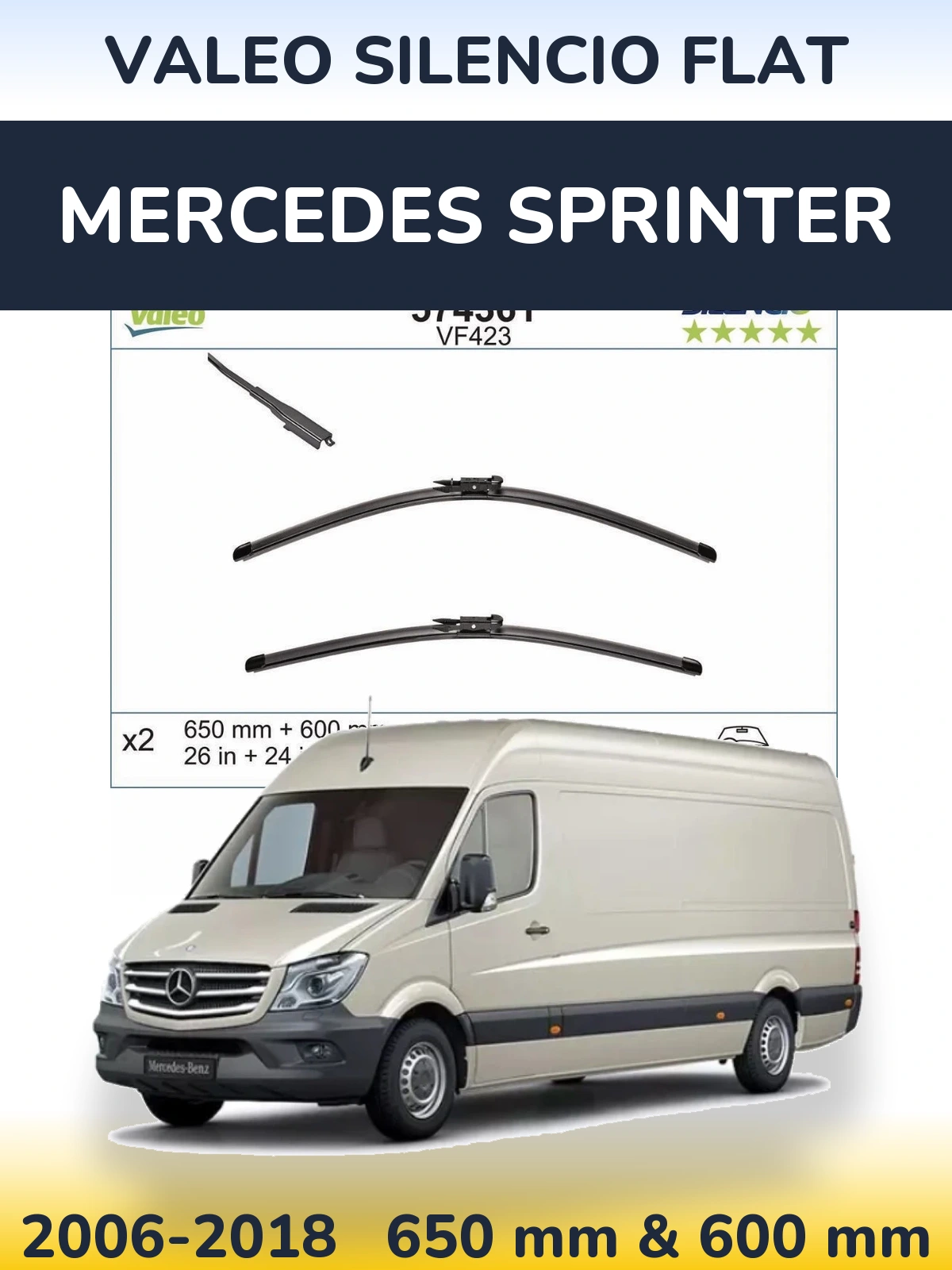 Комплект передних дворников Valeo Silencio Flat 650 & 600 мм для Mercedes Sprinter 2006-2018