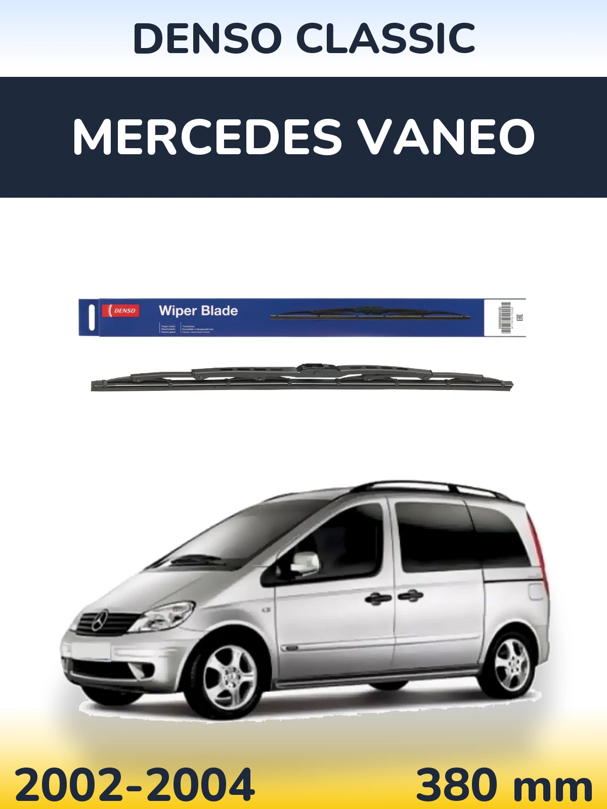Rear wiper blade Denso Classic 380 mm for Mercedes Vaneo 2002-2004