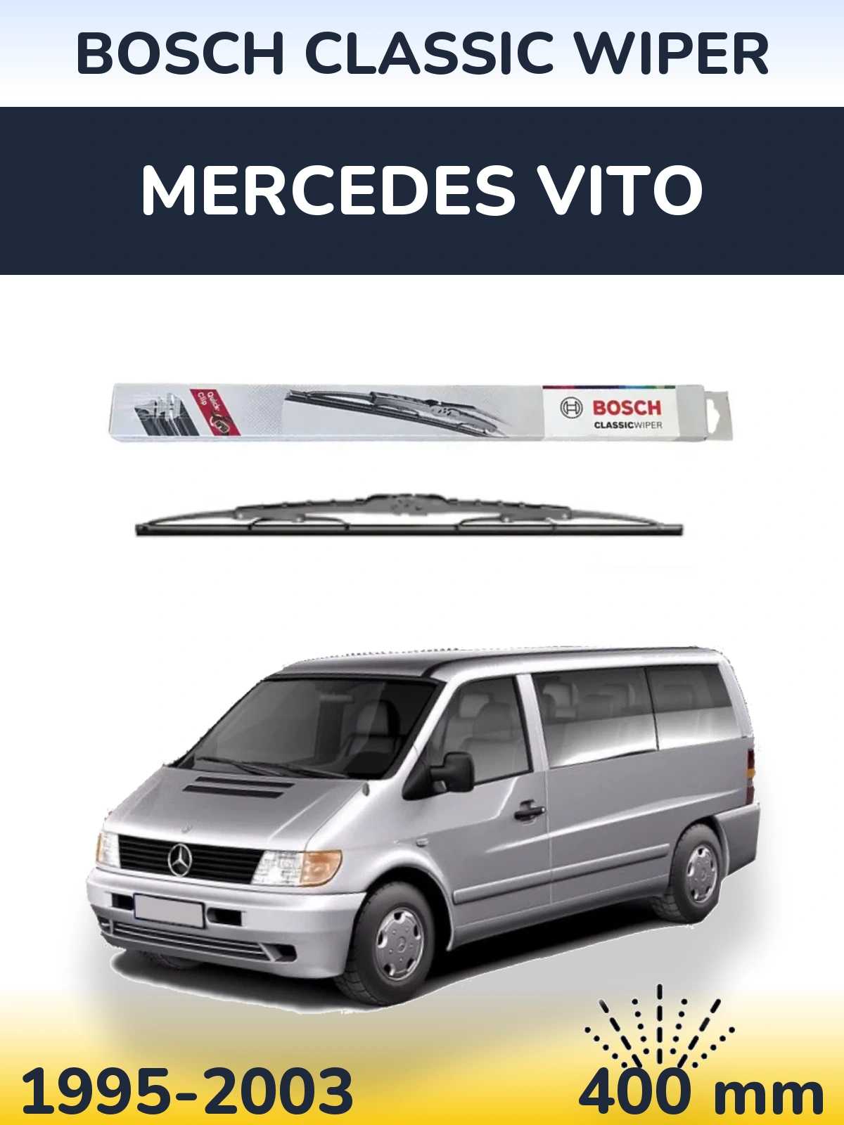 Задня щітка BOSCH Classic Wiper 400 мм для Mercedes Vito 1995-2003