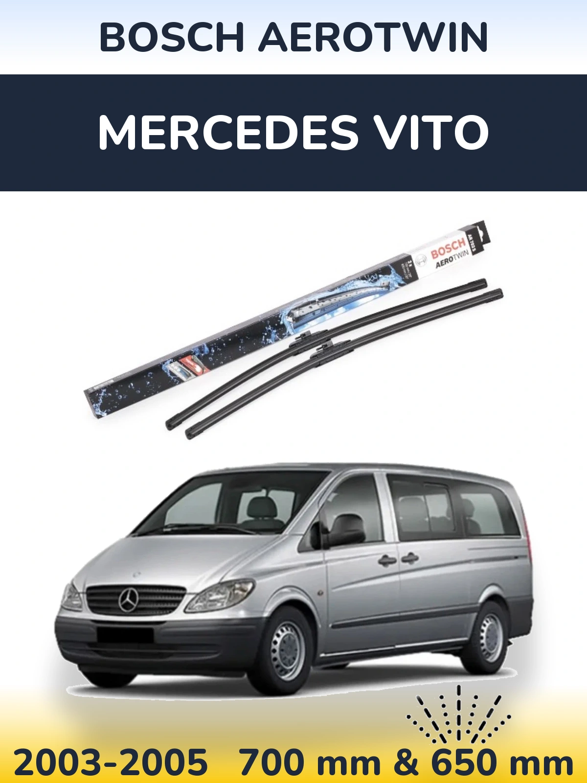 Komplet przednich wycieraczek BOSCH AeroTwin 700 & 650 mm do Mercedes Vito 2003-2005