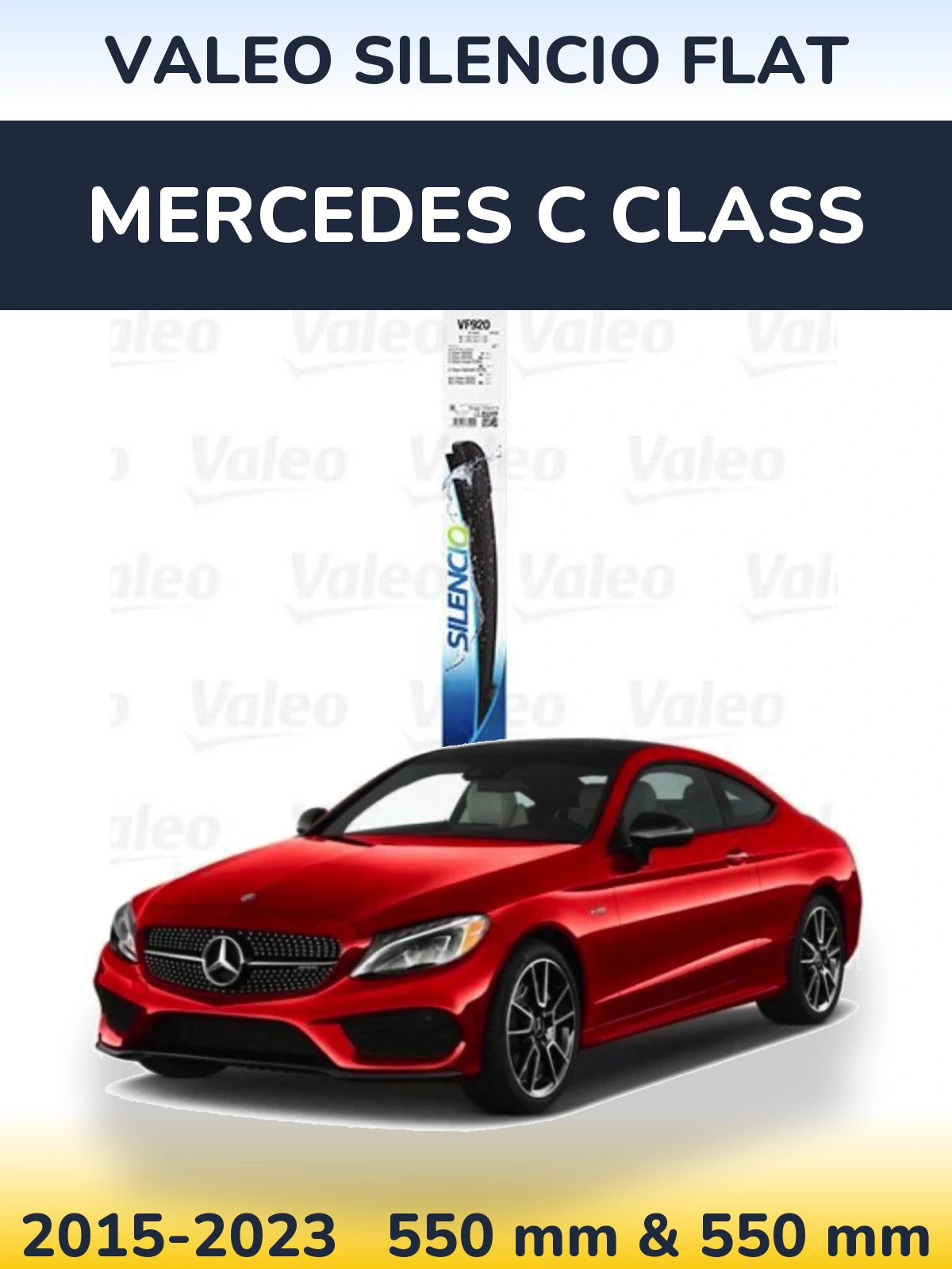 Front wiper blade set Valeo Silencio Flat 550 & 550 mm for Mercedes C Class 2015-2023