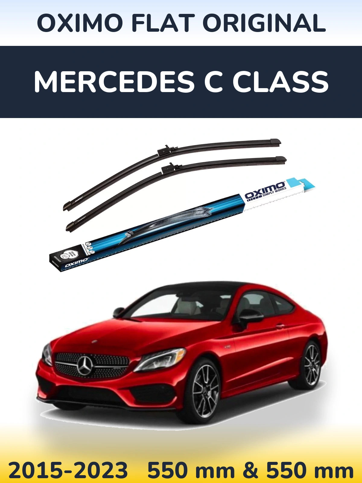 Front wiper blade set Oximo Flat Original 550 & 550 mm for Mercedes C Class 2015-2023