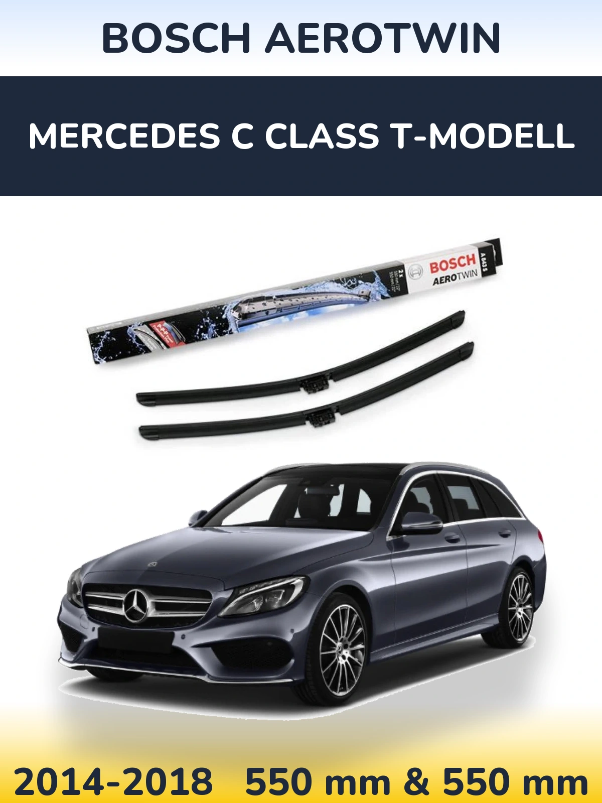 Komplet przednich wycieraczek BOSCH AeroTwin 550 & 550 mm do Mercedes Klasa C T-Modell 2014-2018