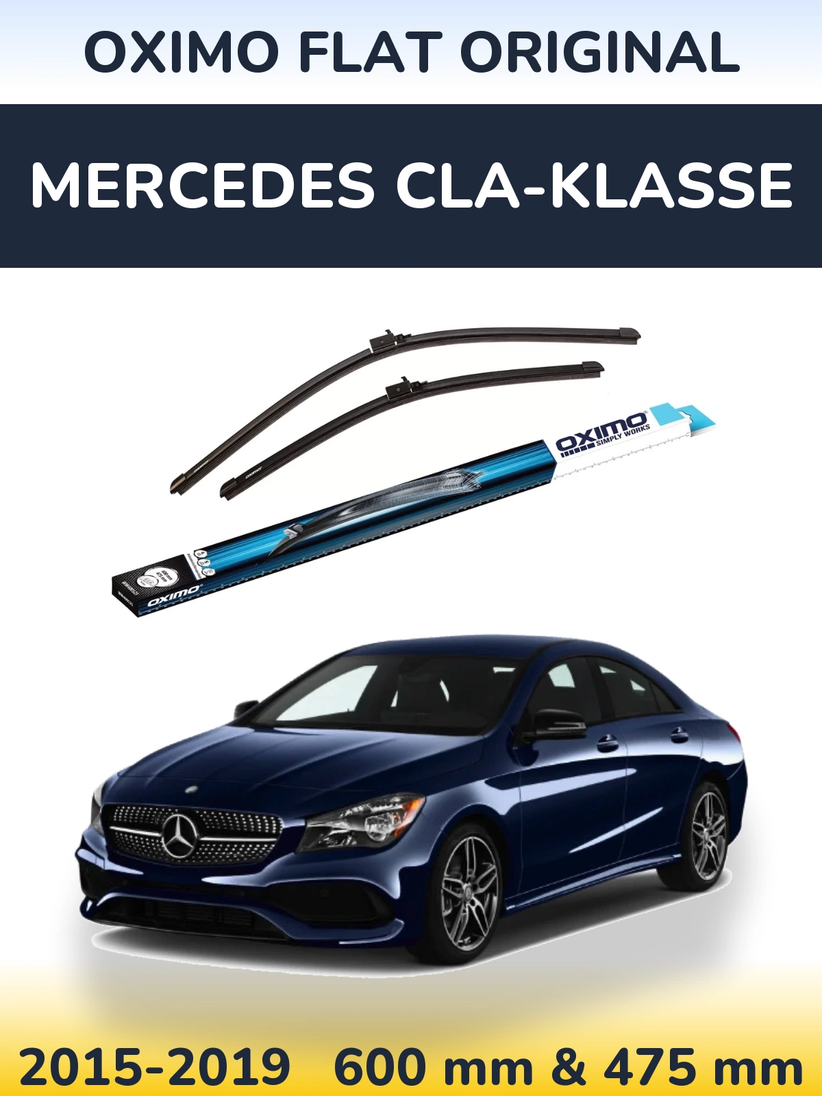 Комплект передніх щіток Oximo Flat Original 600 & 475 мм для Mercedes CLA-Klasse 2015-2019