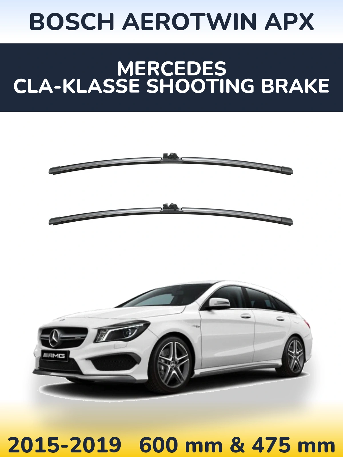 Komplet przednich wycieraczek BOSCH AeroTwin APX 600 & 475 mm do Mercedes CLA-Klasse Shooting Brake 2015-2019