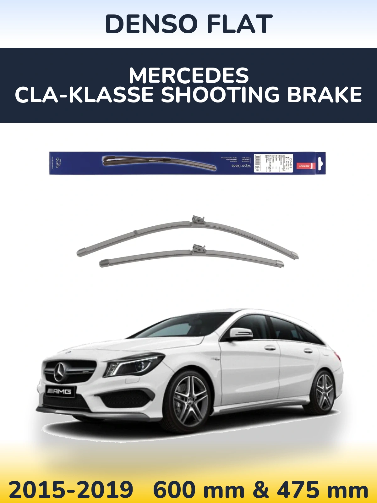 Komplet przednich wycieraczek Denso Flat 600 & 475 mm do Mercedes CLA-Klasse Shooting Brake 2015-2019
