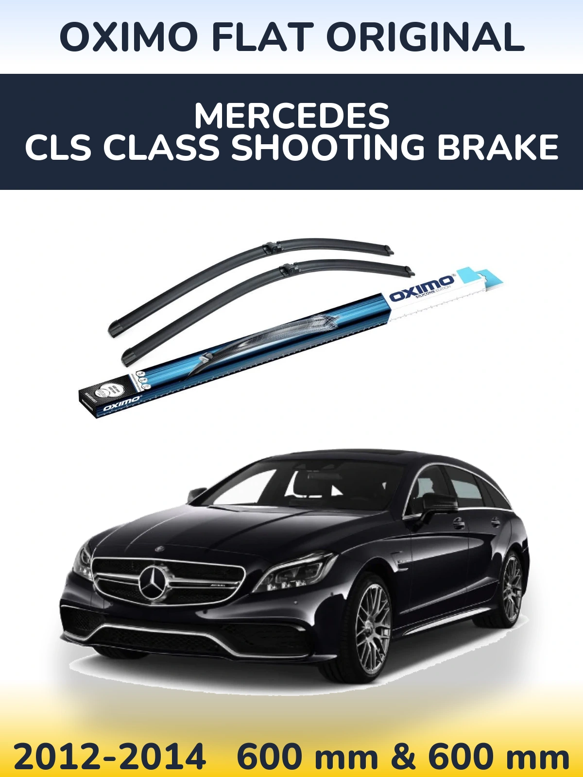 Front wiper blade set Oximo Flat Original 600 & 600 mm for Mercedes CLS Class Shooting Brake 2012-2014