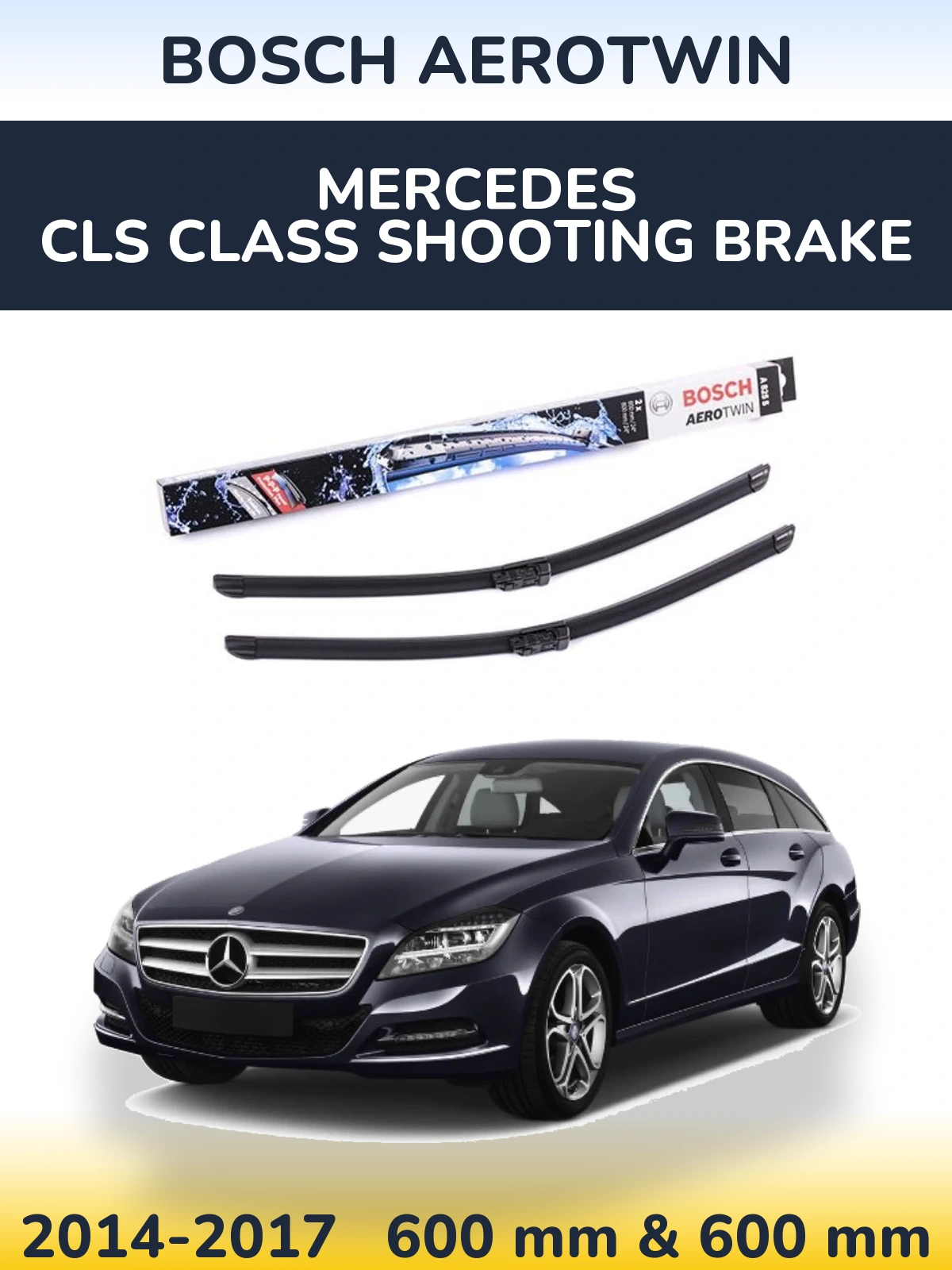 Front wiper blade set BOSCH AeroTwin 600 & 600 мм for Mercedes CLS Class Shooting Brake 2014-2017