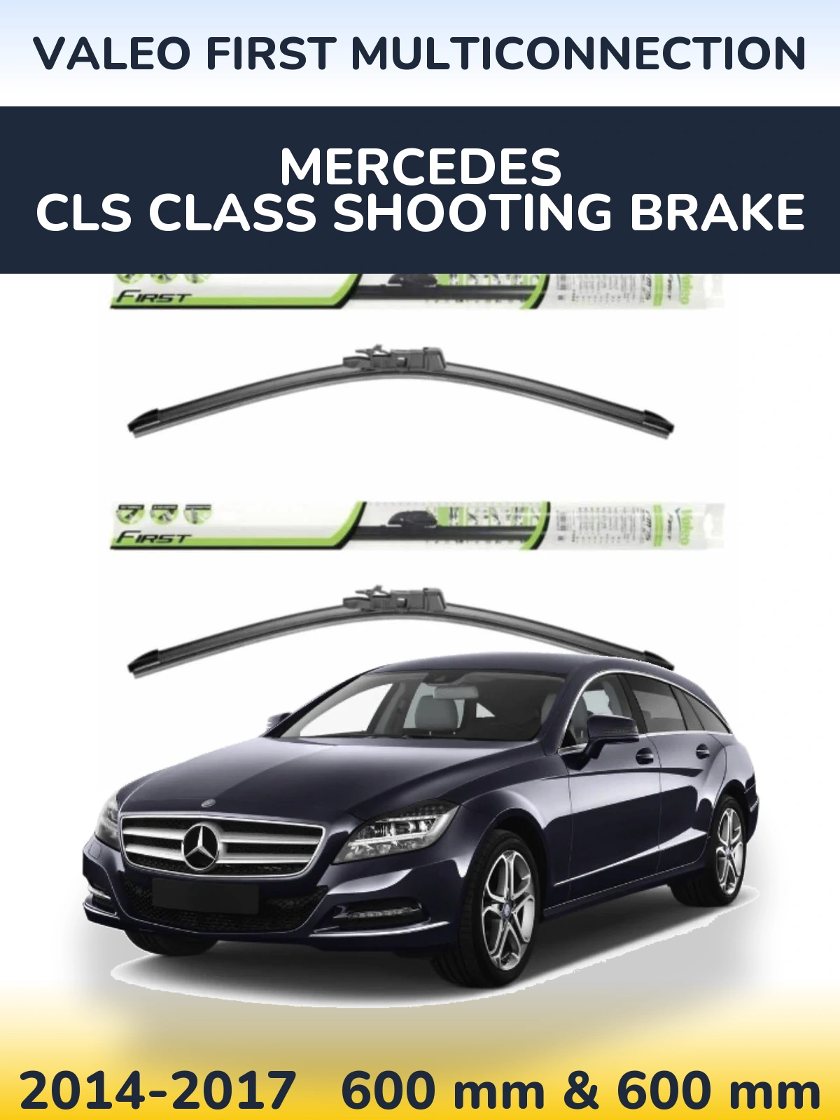 Front wiper blade set Valeo First MultiConnection 600 & 600 мм for Mercedes CLS Class Shooting Brake 2014-2017