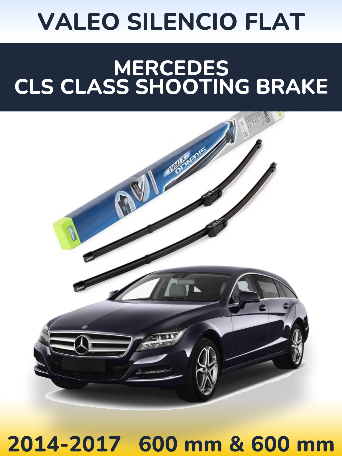 Front wiper blade set Valeo Silencio Flat 600 & 600 мм for Mercedes CLS Class Shooting Brake 2014-2017