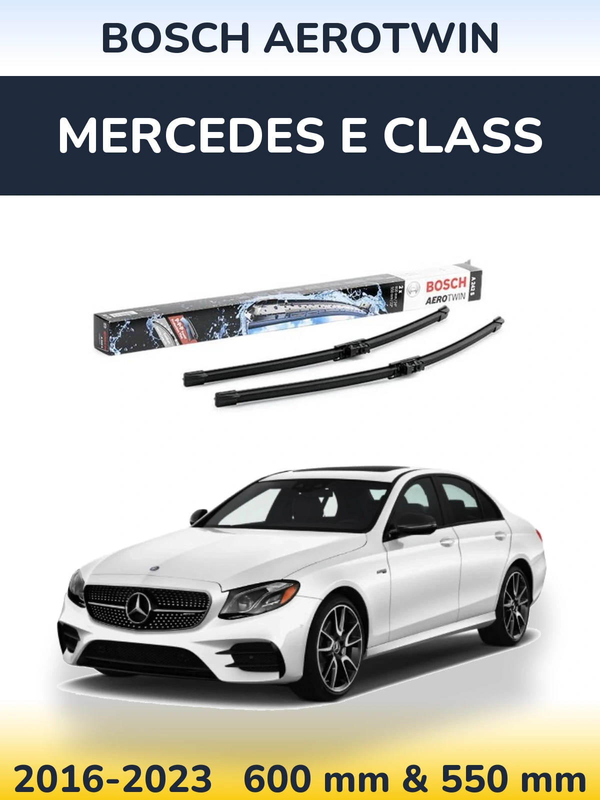 Komplet przednich wycieraczek BOSCH AeroTwin 600 & 550 mm do Mercedes Klasa E 2016-2023
