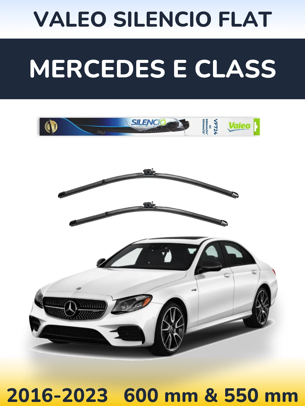 Комплект передніх щіток Valeo Silencio Flat 600 & 550 мм для Mercedes E Class 2016-2023