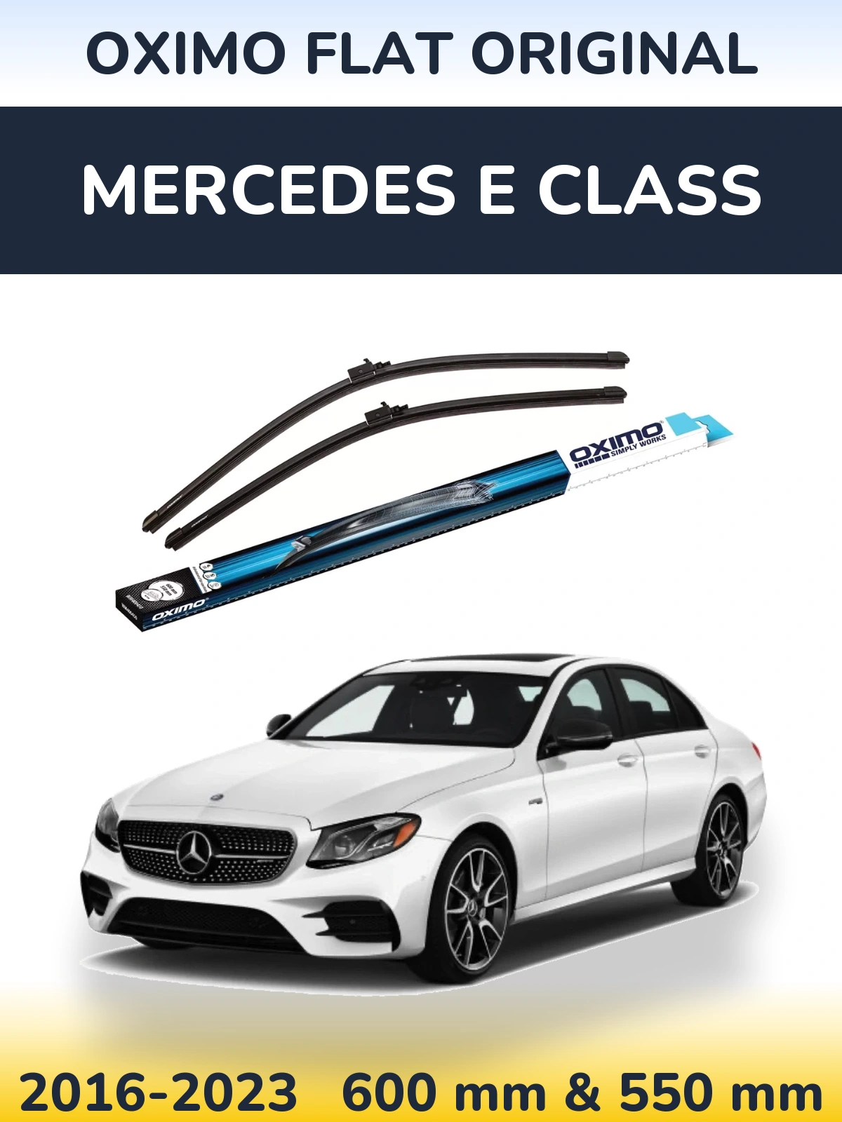 Front wiper blade set Oximo Flat Original 600 & 550 мм for Mercedes E Class 2016-2023
