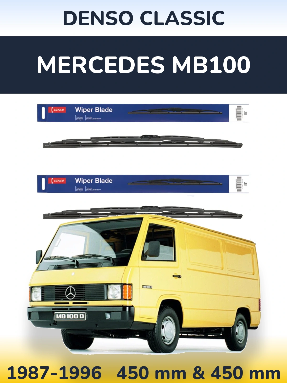 Komplet przednich wycieraczek Denso Classic 450 & 450 mm do Mercedes MB100 1987-1996