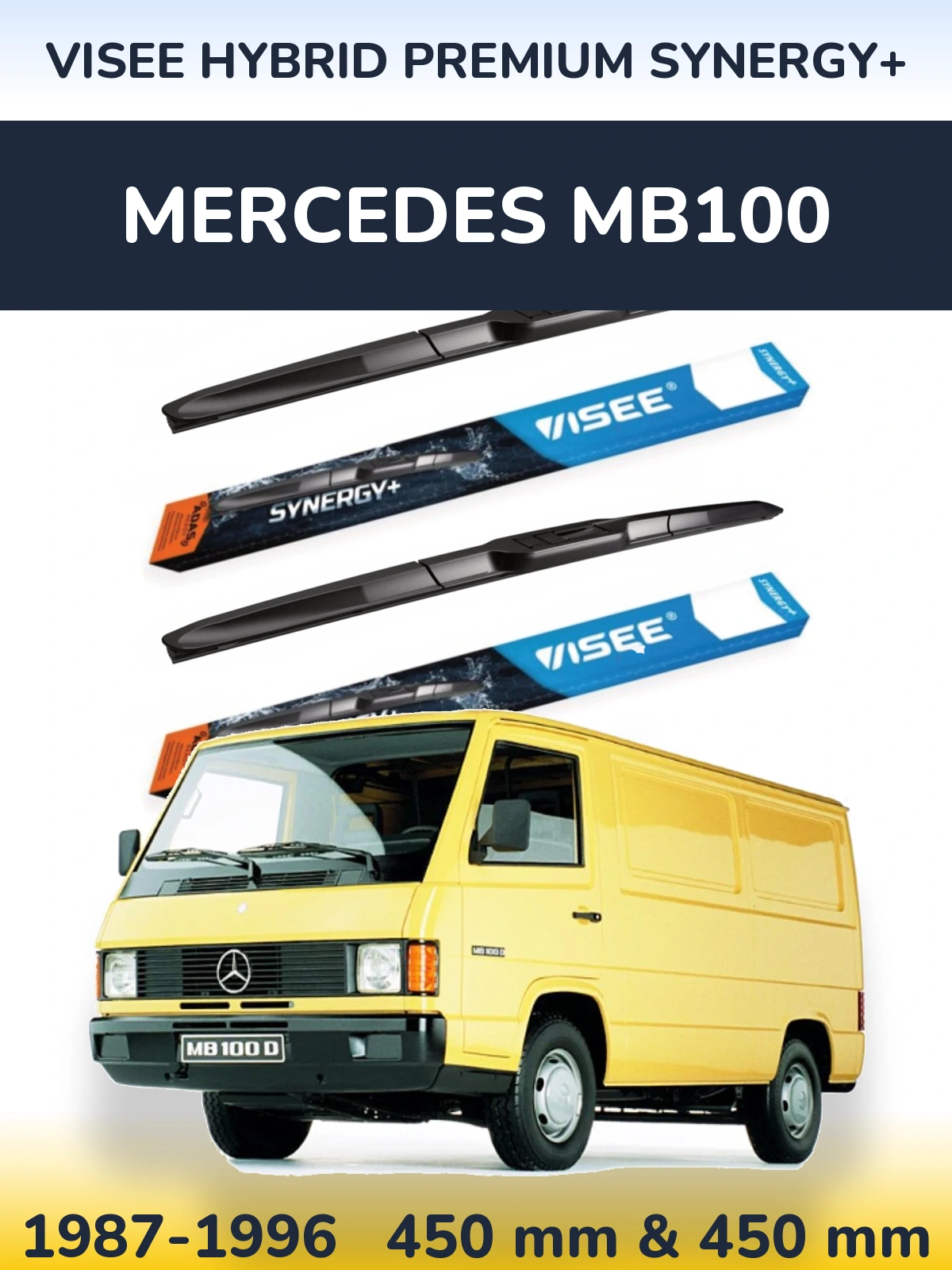 Komplet przednich wycieraczek VISEE HYBRID PREMIUM SYNERGY+ 450 & 450 mm do Mercedes MB100 1987-1996