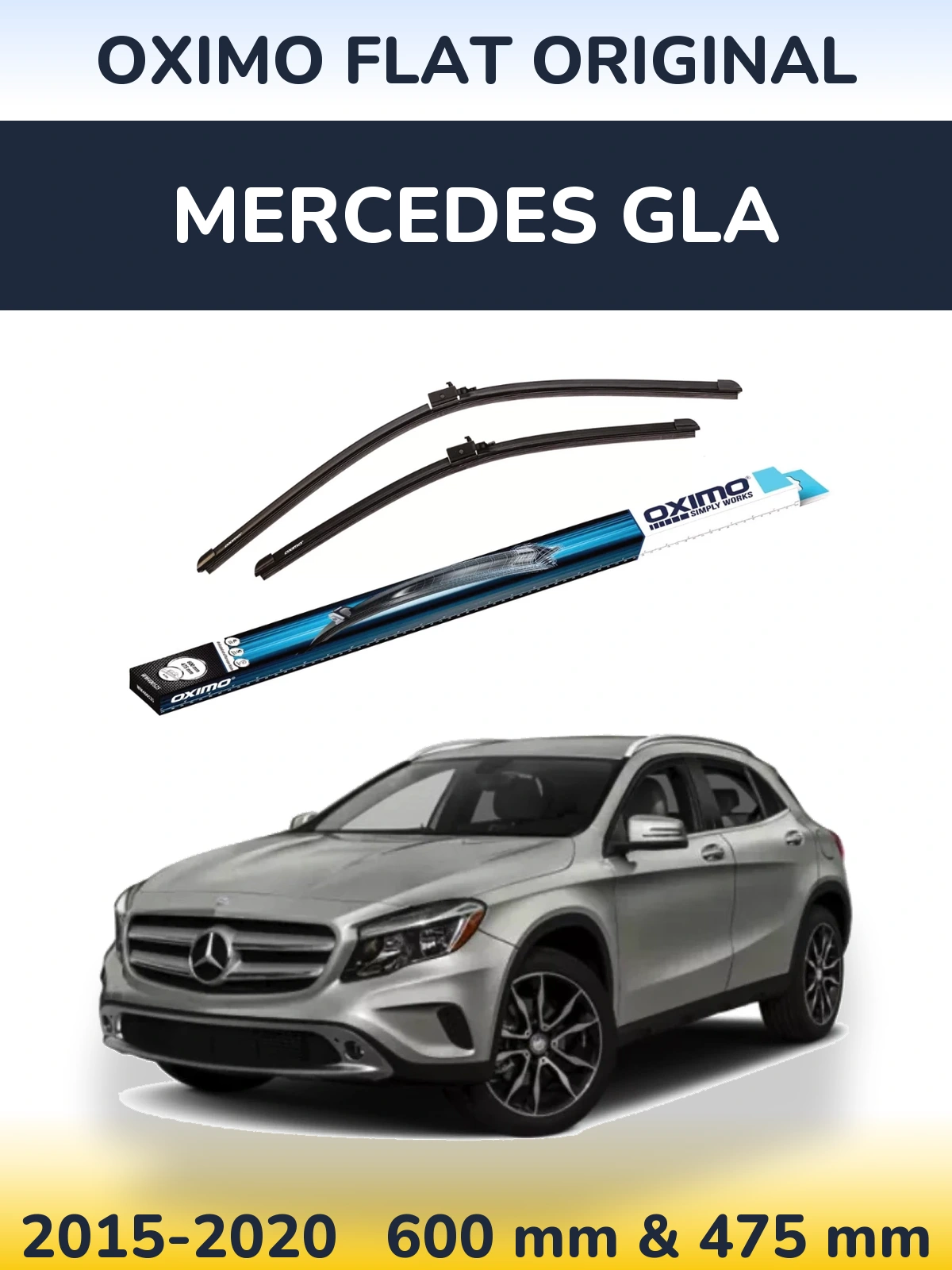 Front wiper blade set Oximo Flat Original 600 & 475 мм for Mercedes GLA 2015-2020