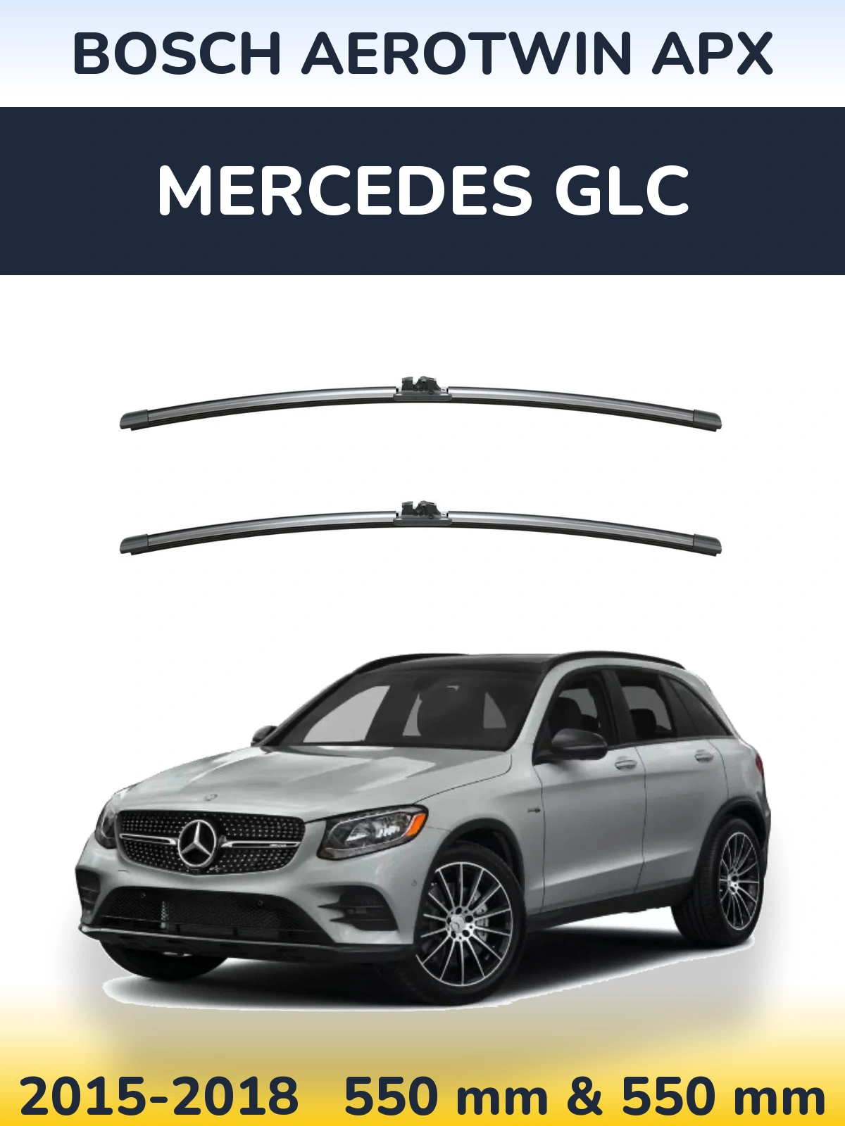 Front wiper blade set BOSCH AeroTwin APX 550 & 550 mm for Mercedes GLC 2015-2018