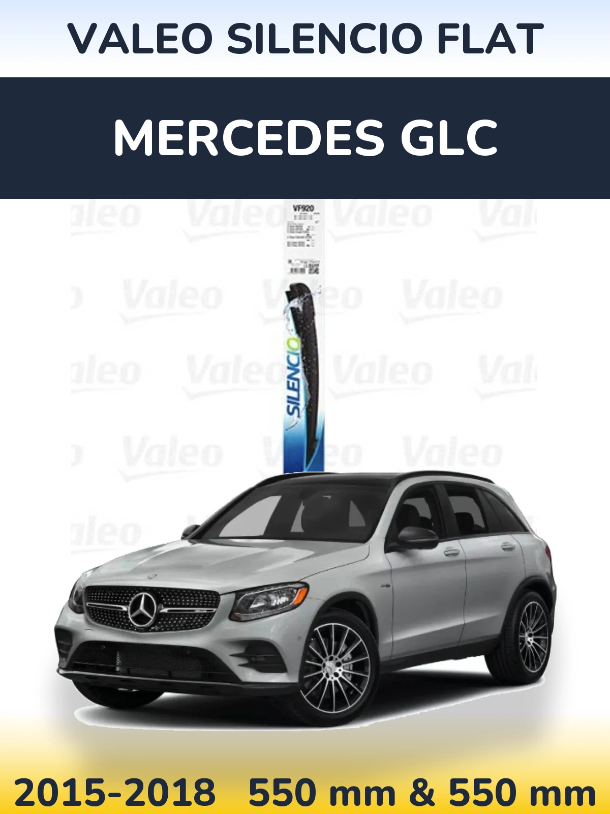 Front wiper blade set Valeo Silencio Flat 550 & 550 mm for Mercedes GLC 2015-2018