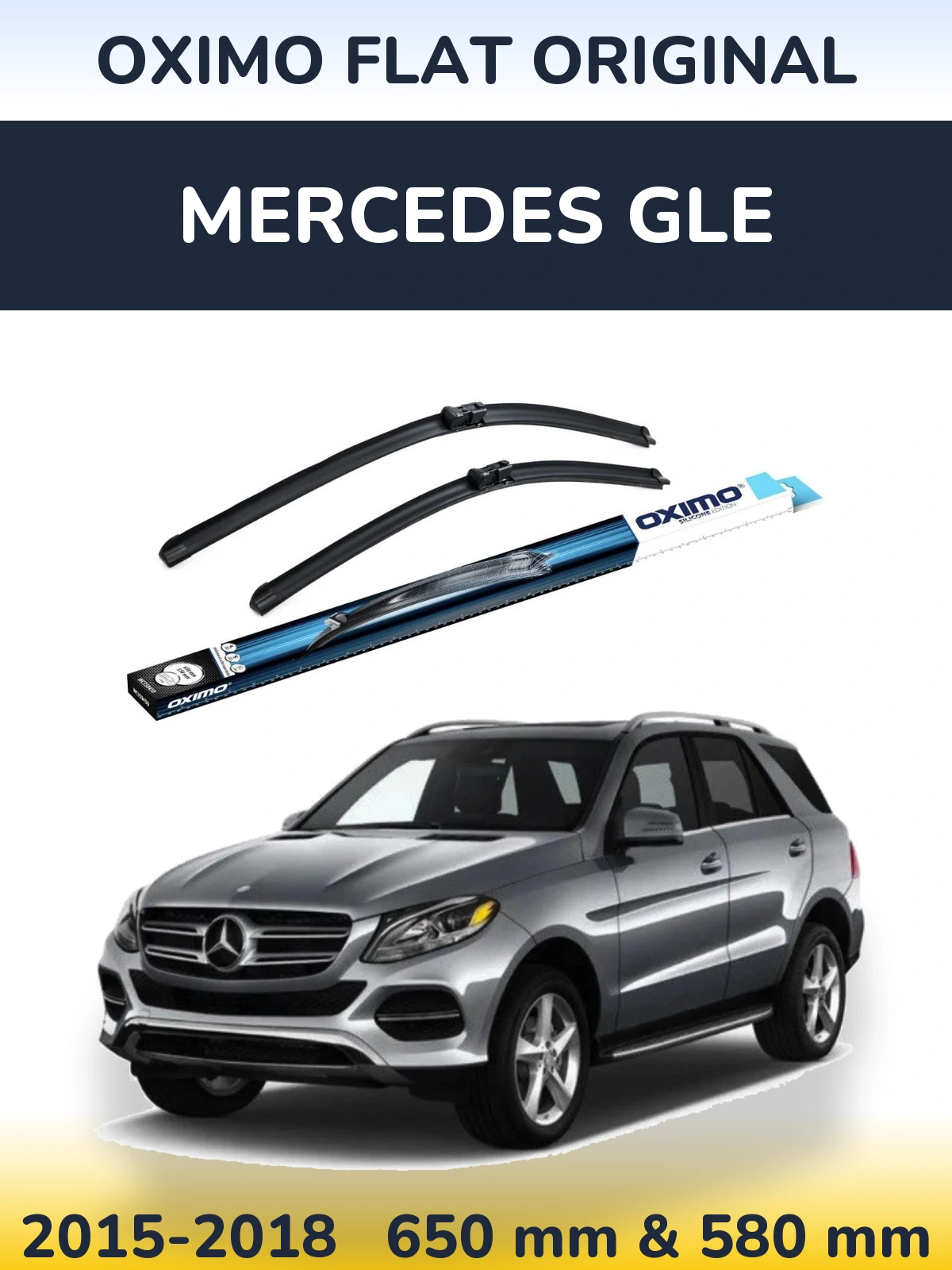 Front wiper blade set Oximo Flat Original 650 & 580 мм for Mercedes GLE 2015-2018