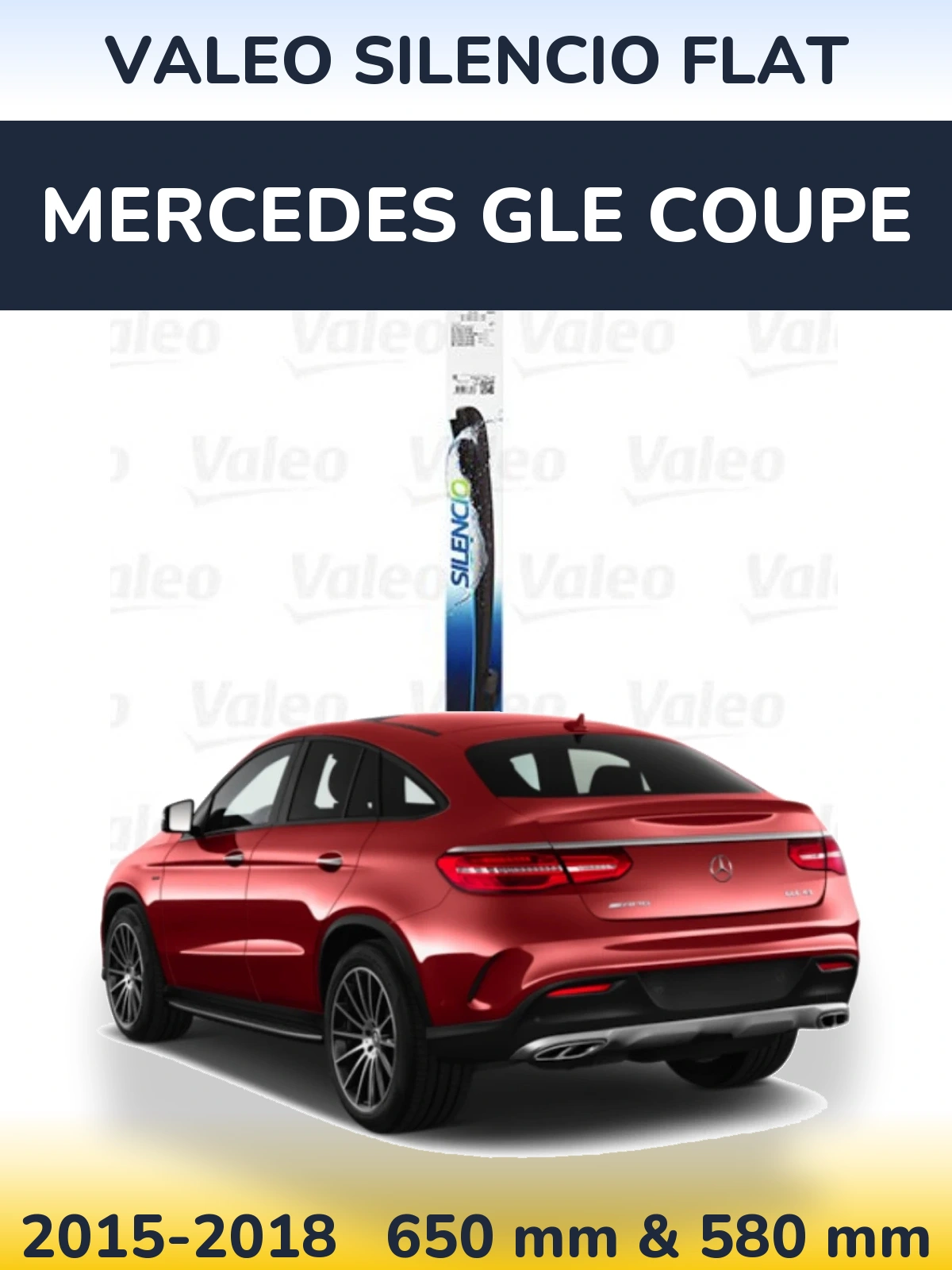 Комплект передних дворников Valeo Silencio Flat 650 & 580 мм для Mercedes GLE Coupe 2015-2018