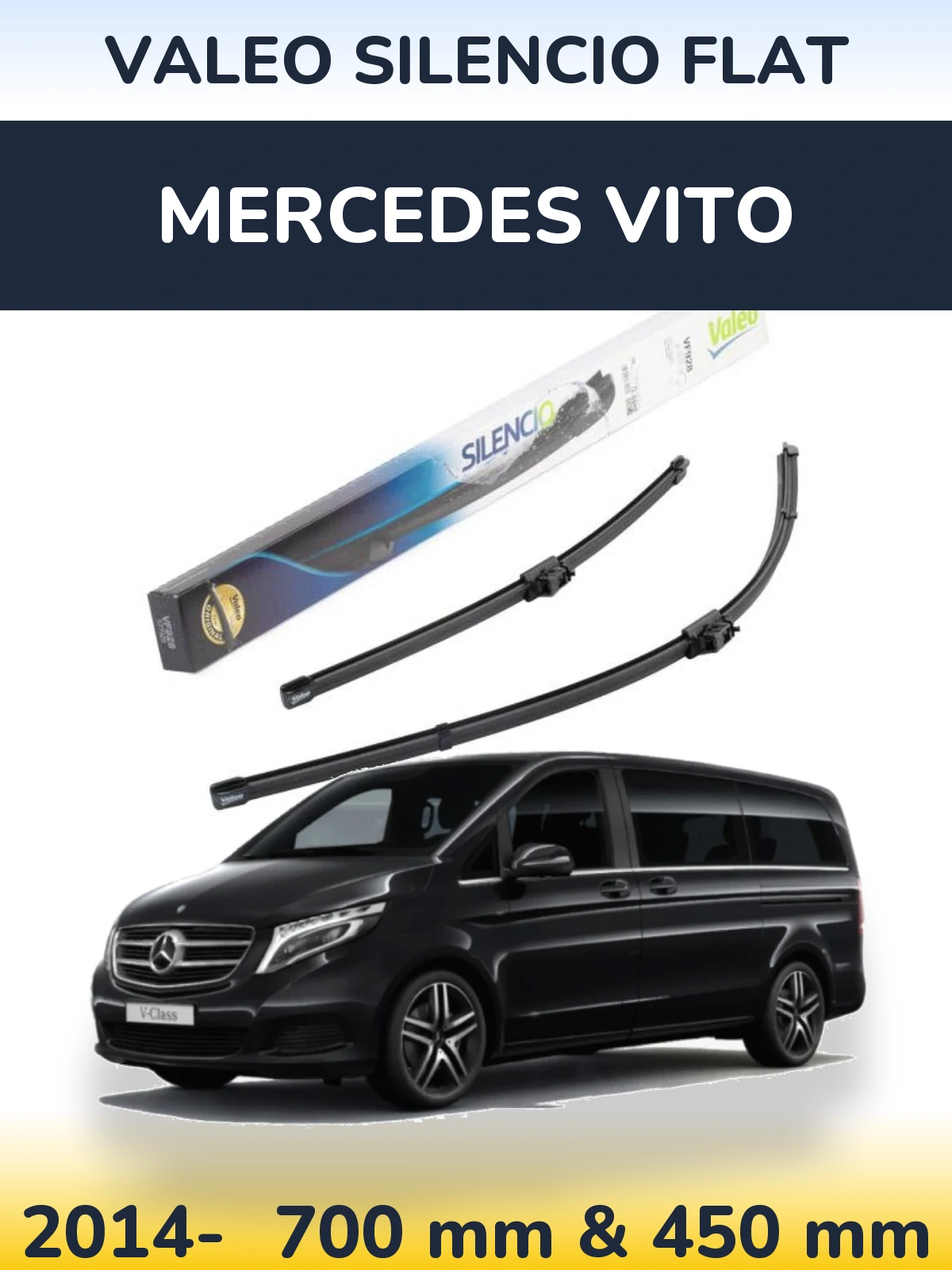 Front wiper blade set Valeo Silencio Flat 700 & 450 мм for Mercedes Vito 2014-2026