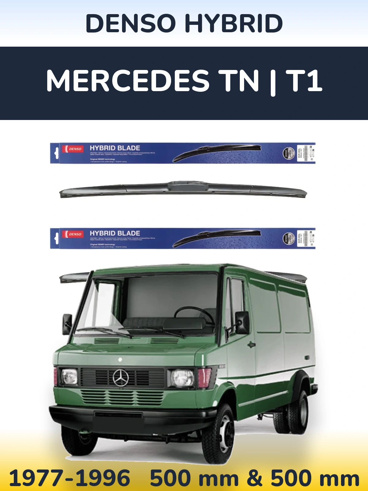 Комплект передніх щіток Denso Hybrid 500 & 500 мм для Mercedes TN | T1 1977-1996