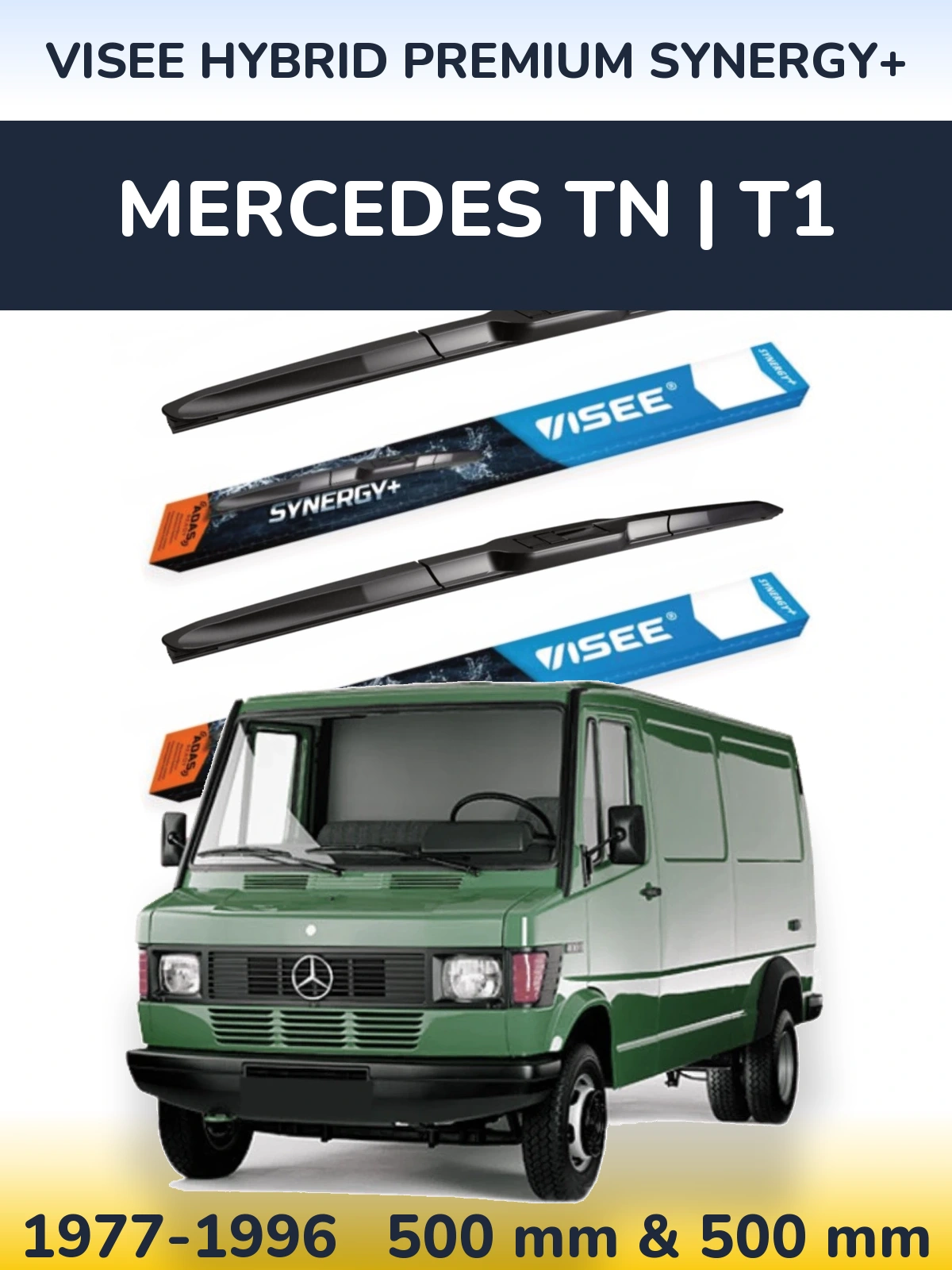 Front wiper blade set VISEE HYBRID PREMIUM SYNERGY+ 500 & 500 мм for Mercedes TN | T1 1977-1996