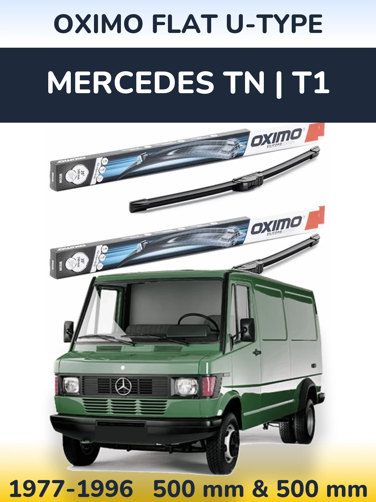Front wiper blade set Oximo Flat U-type 500 & 500 мм for Mercedes TN | T1 1977-1996