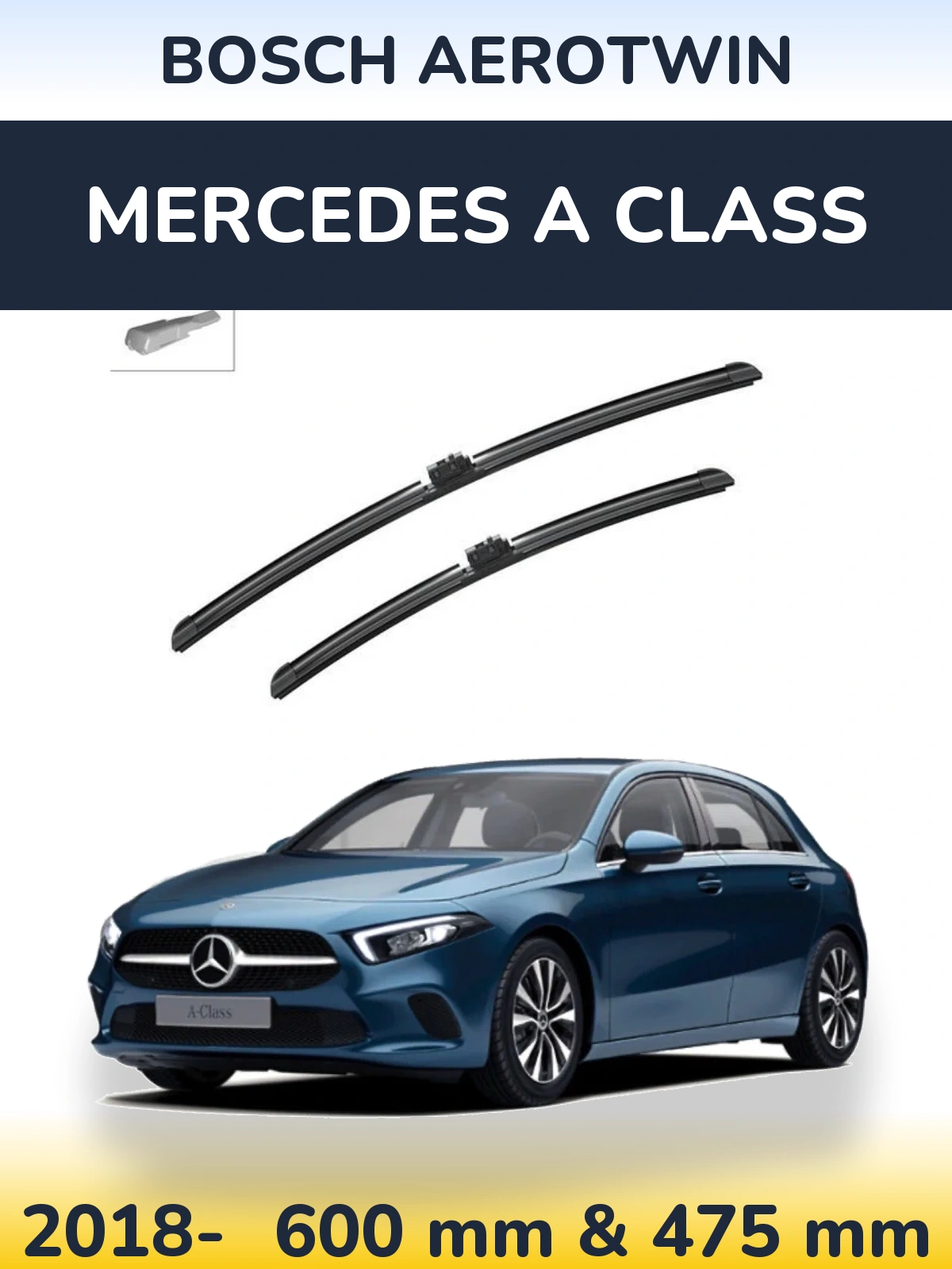 Комплект передних дворников BOSCH AeroTwin 600 & 475 мм для Mercedes A Class 2018-2026