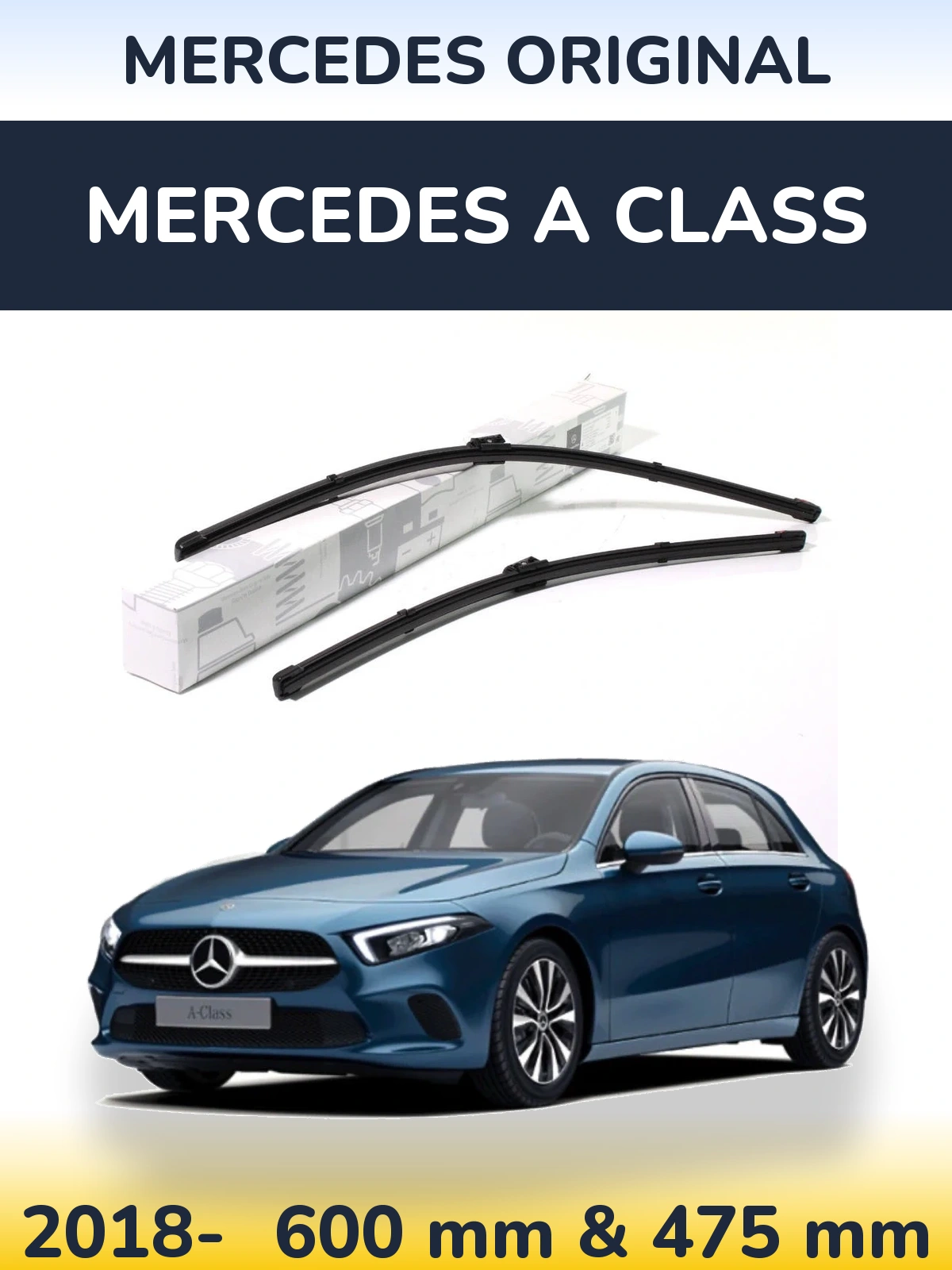 Front wiper blade set Mercedes OEM Mercedes Original 600 & 475 мм for Mercedes A Class 2018-2026