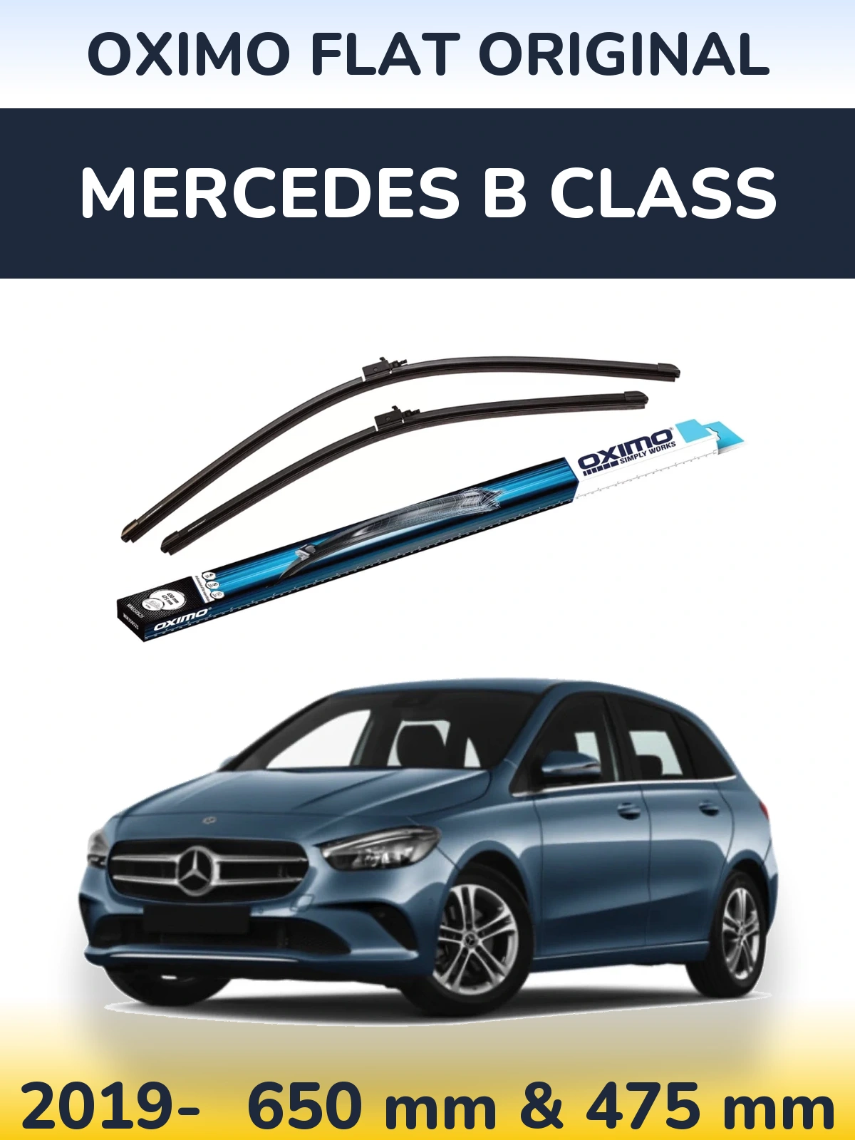 Комплект передніх щіток Oximo Flat Original 650 & 475 мм для Mercedes B Class 2019-2026