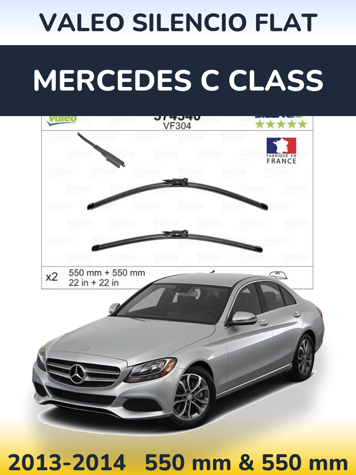 Комплект передних дворников Valeo Silencio Flat 550 & 550 мм для Mercedes C Class 2013-2014