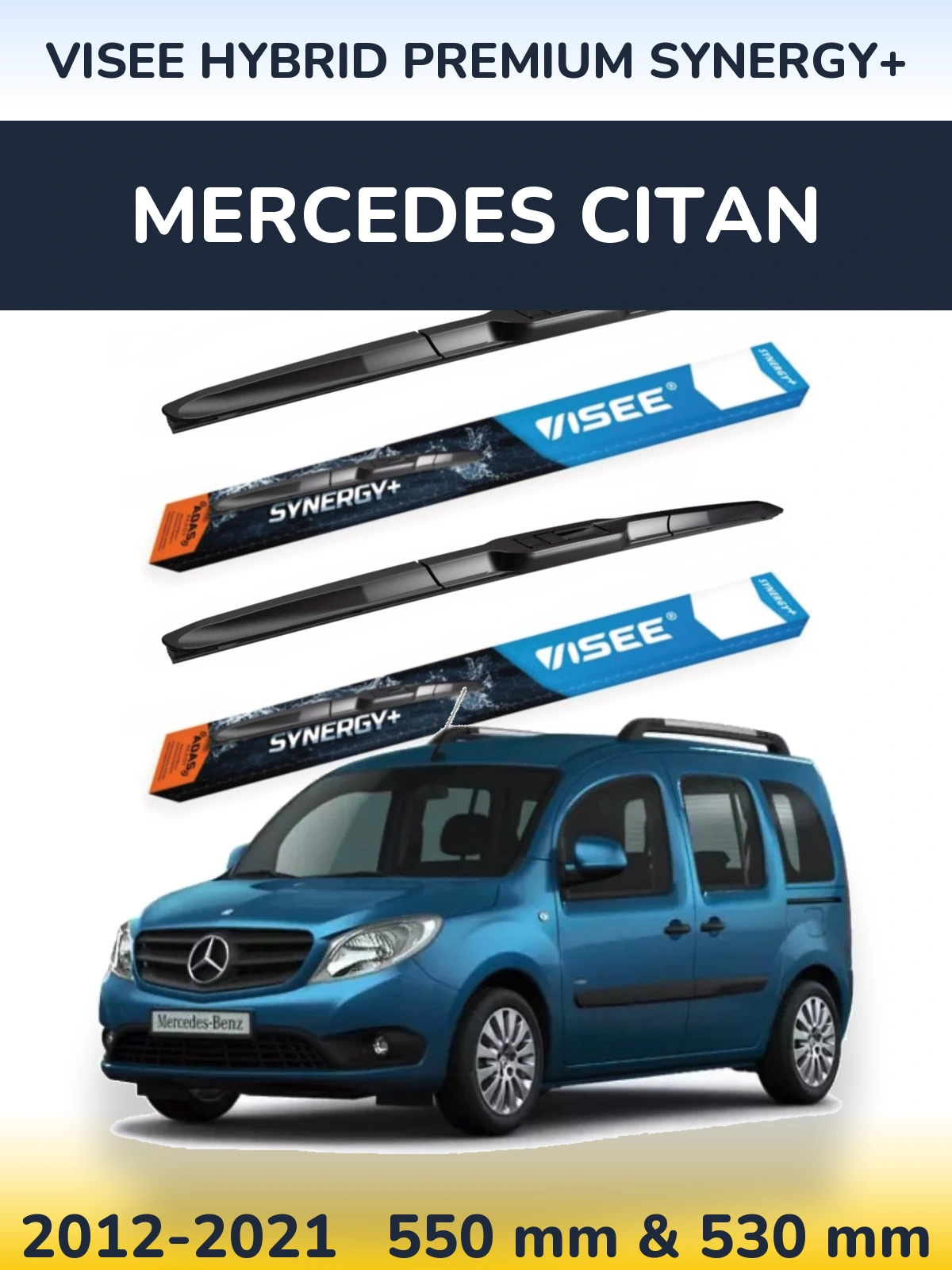 Komplet przednich wycieraczek VISEE HYBRID PREMIUM SYNERGY+ 550 & 530 mm do Mercedes Citan 2012-2021